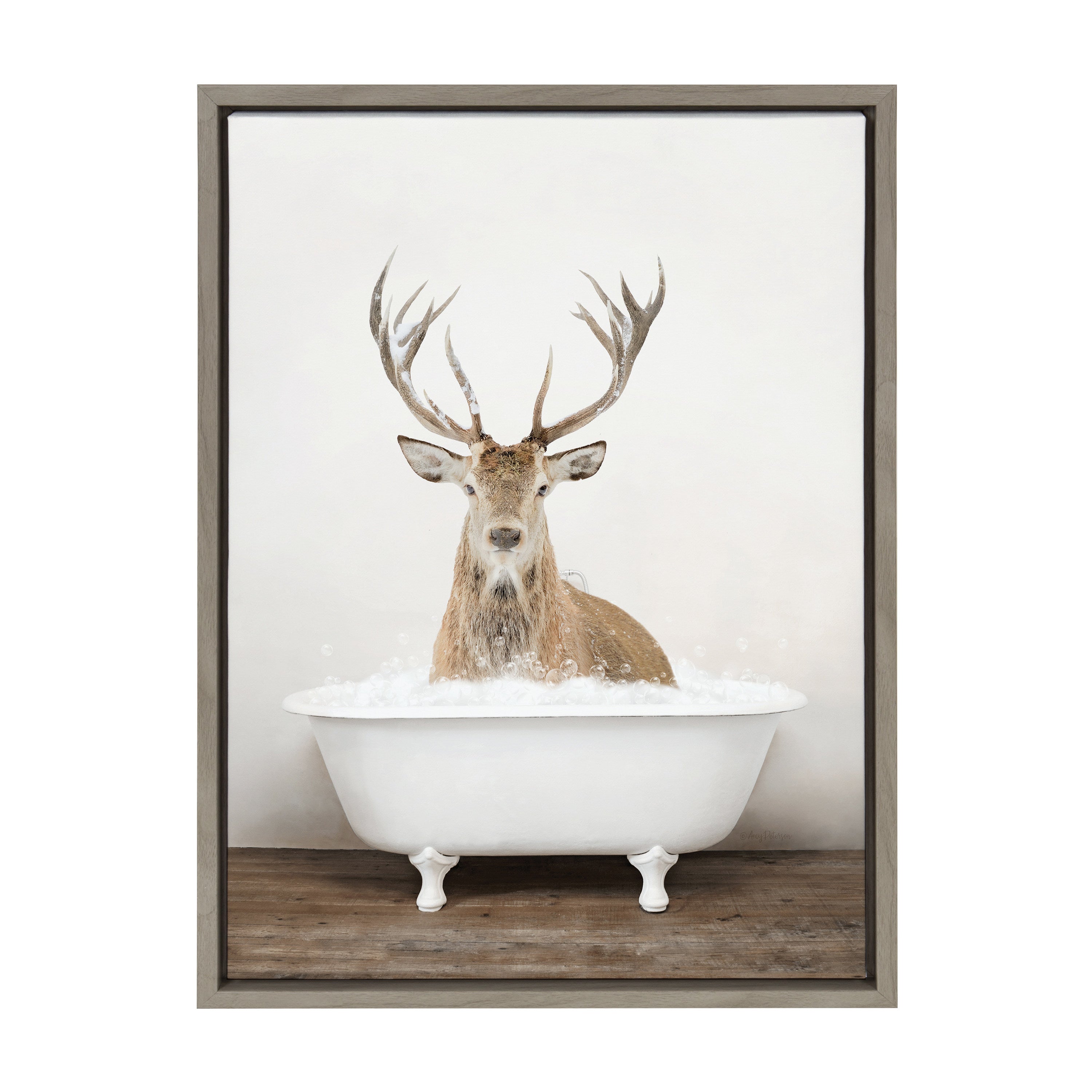 Sylvie Male Deer in Rustic Bath Framed Canvas by kateandlaurel - product image 14 for Resin Society