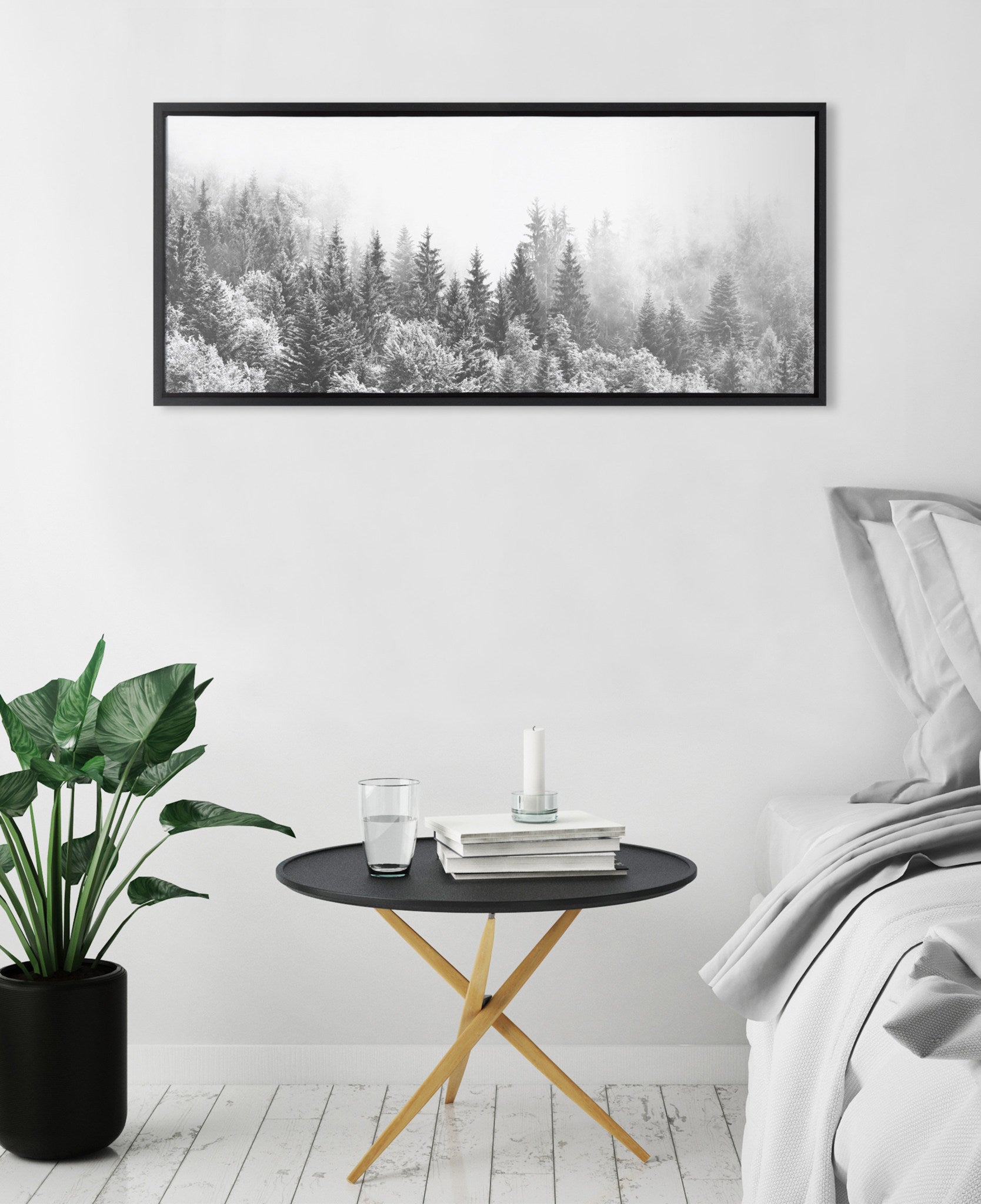 Sylvie Forest On A Foggy Day BW Framed Canvas by kateandlaurel - product image 6 for Resin Society