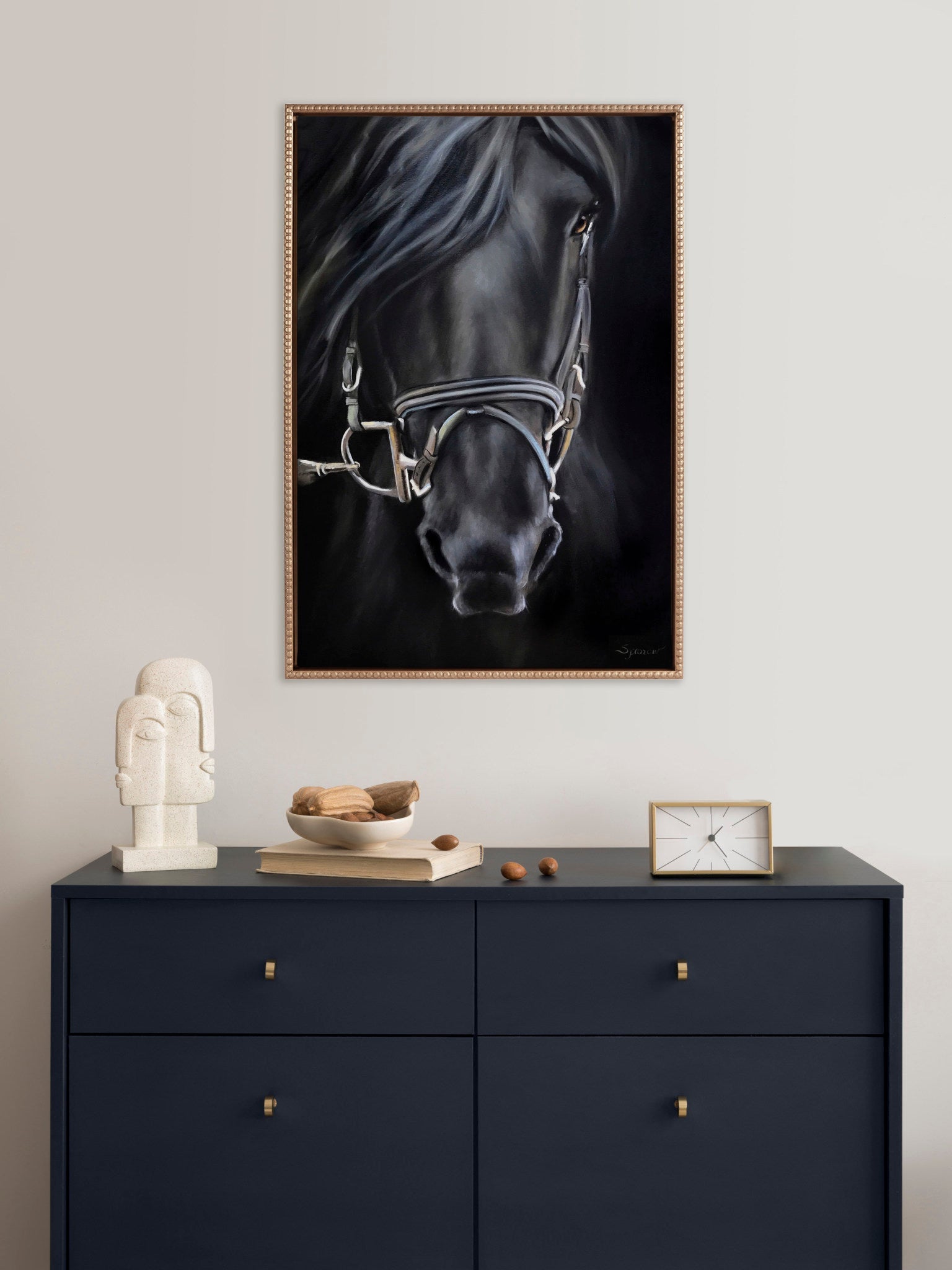 Sylvie Beaded Ebony Splendor Framed Canvas by Mary Sparrow