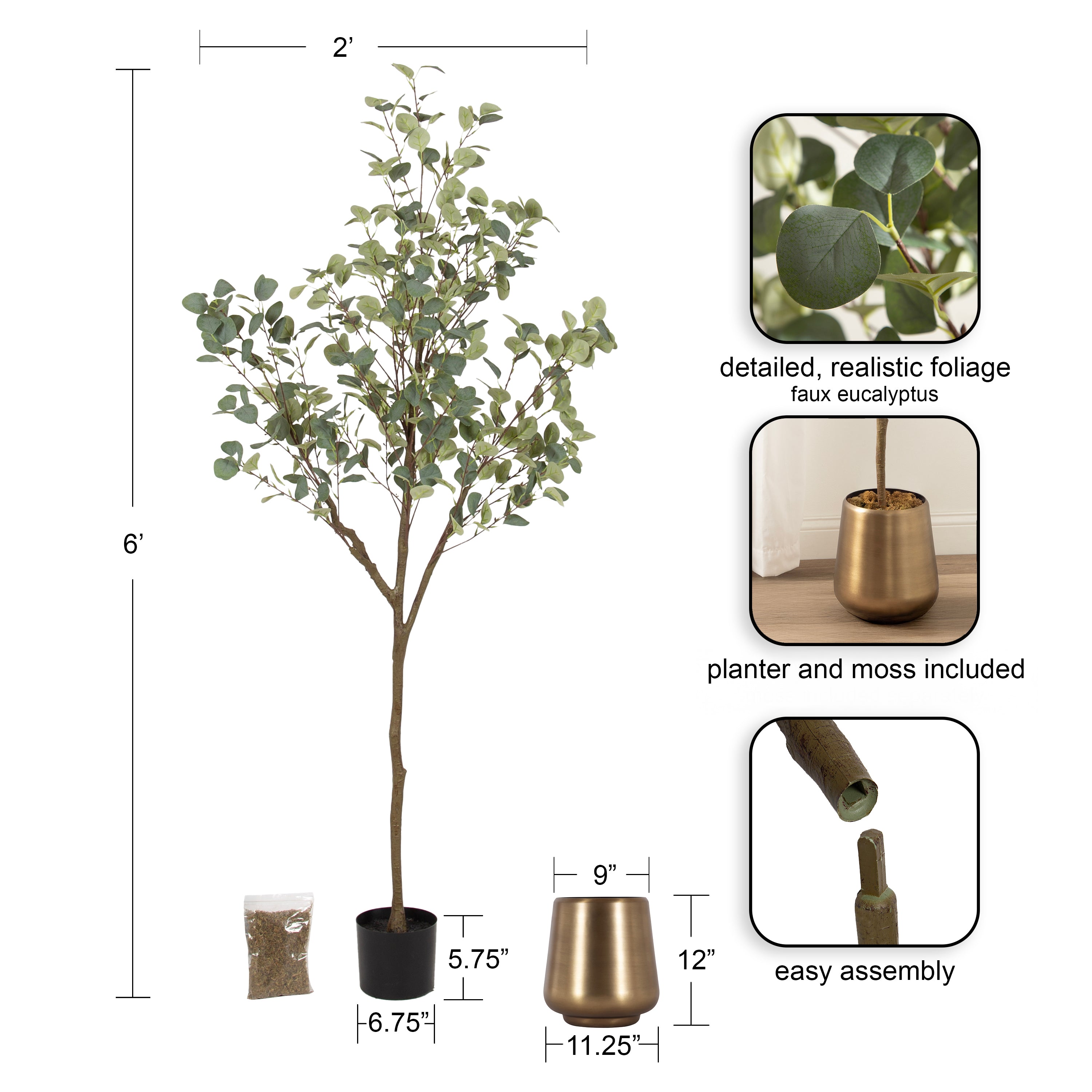 Eudora Faux Eucalyptus Tree - Kate and Laurel