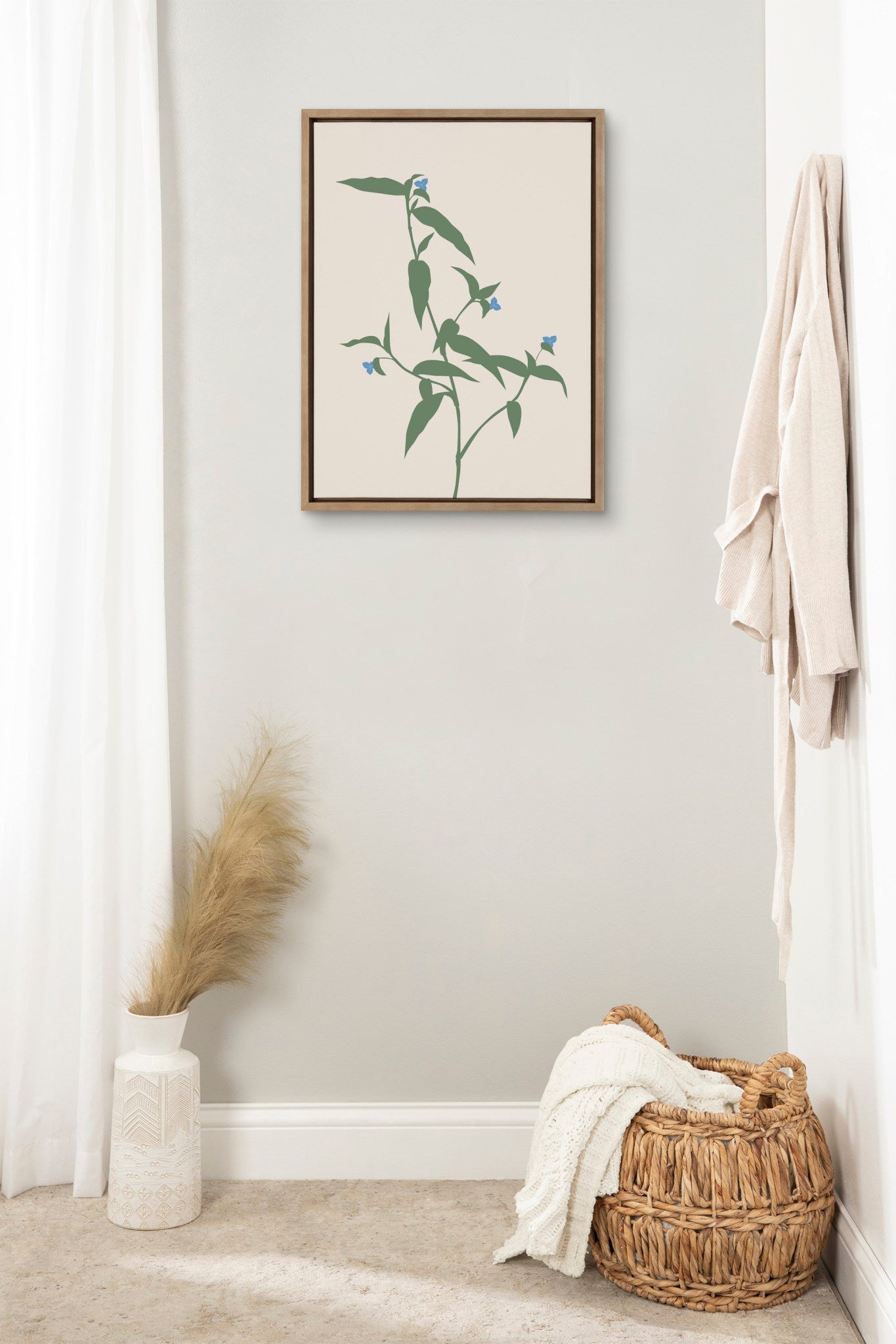 Sylvie Delicate Illustrated Blue Wildflowers Framed Canvas by kateandlaurel - product image 5 for Resin Society