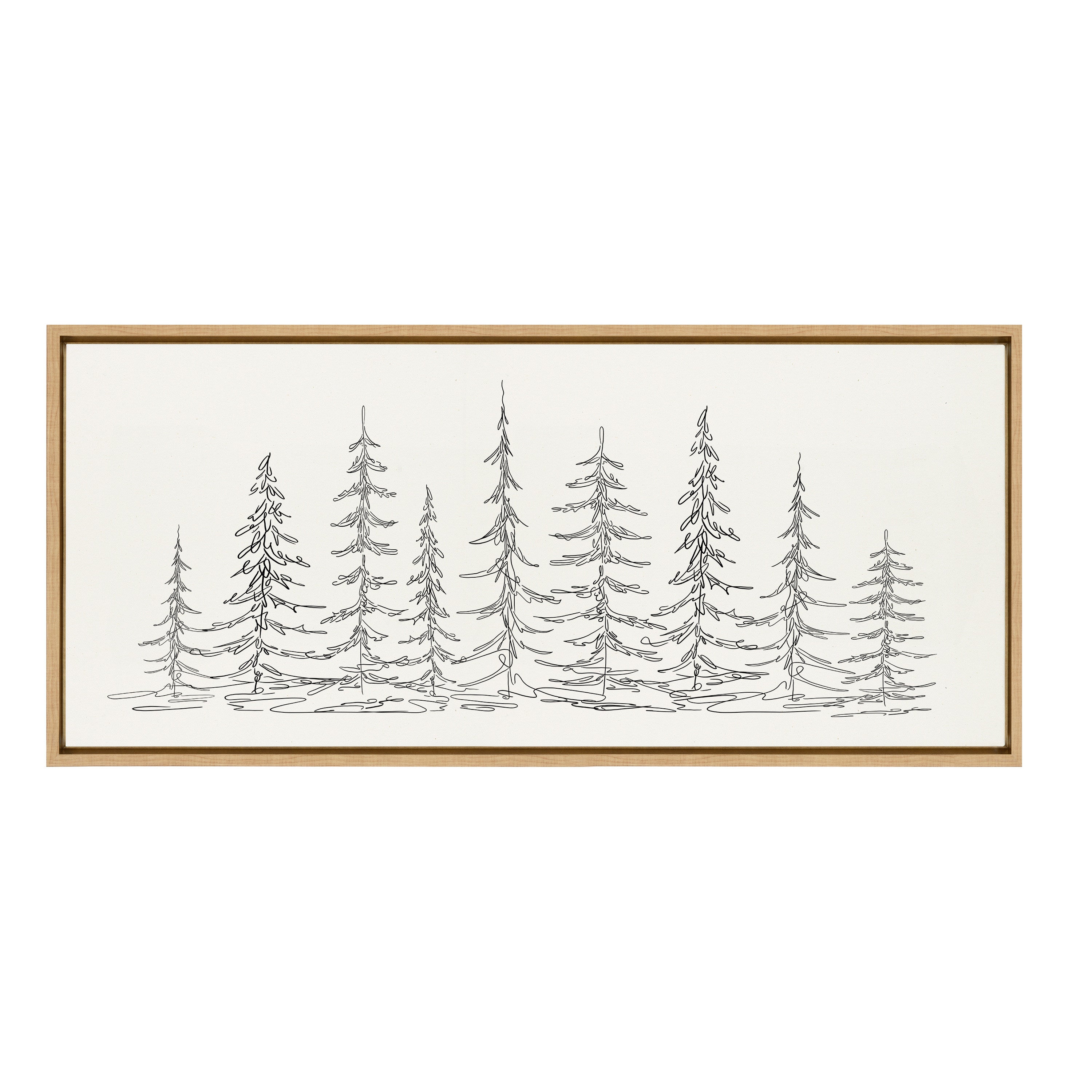 Sylvie Minimalist Evergreen Trees Sketch Framed Canvas by kateandlaurel - product image 14 for Resin Society