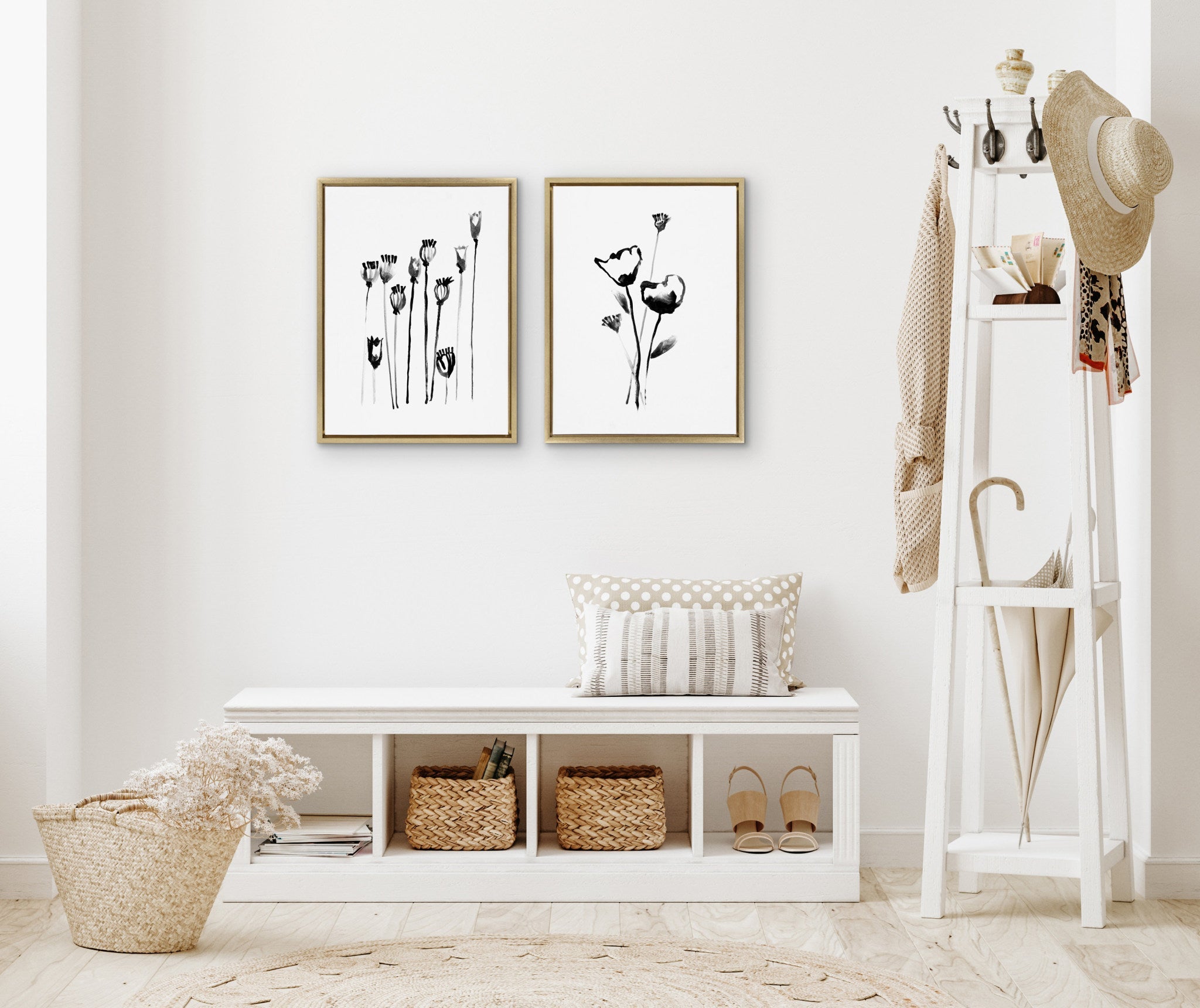 Sylvie Wildflowers and Seed Pods Framed Canvas Set by kateandlaurel - product image 5 for Resin Society