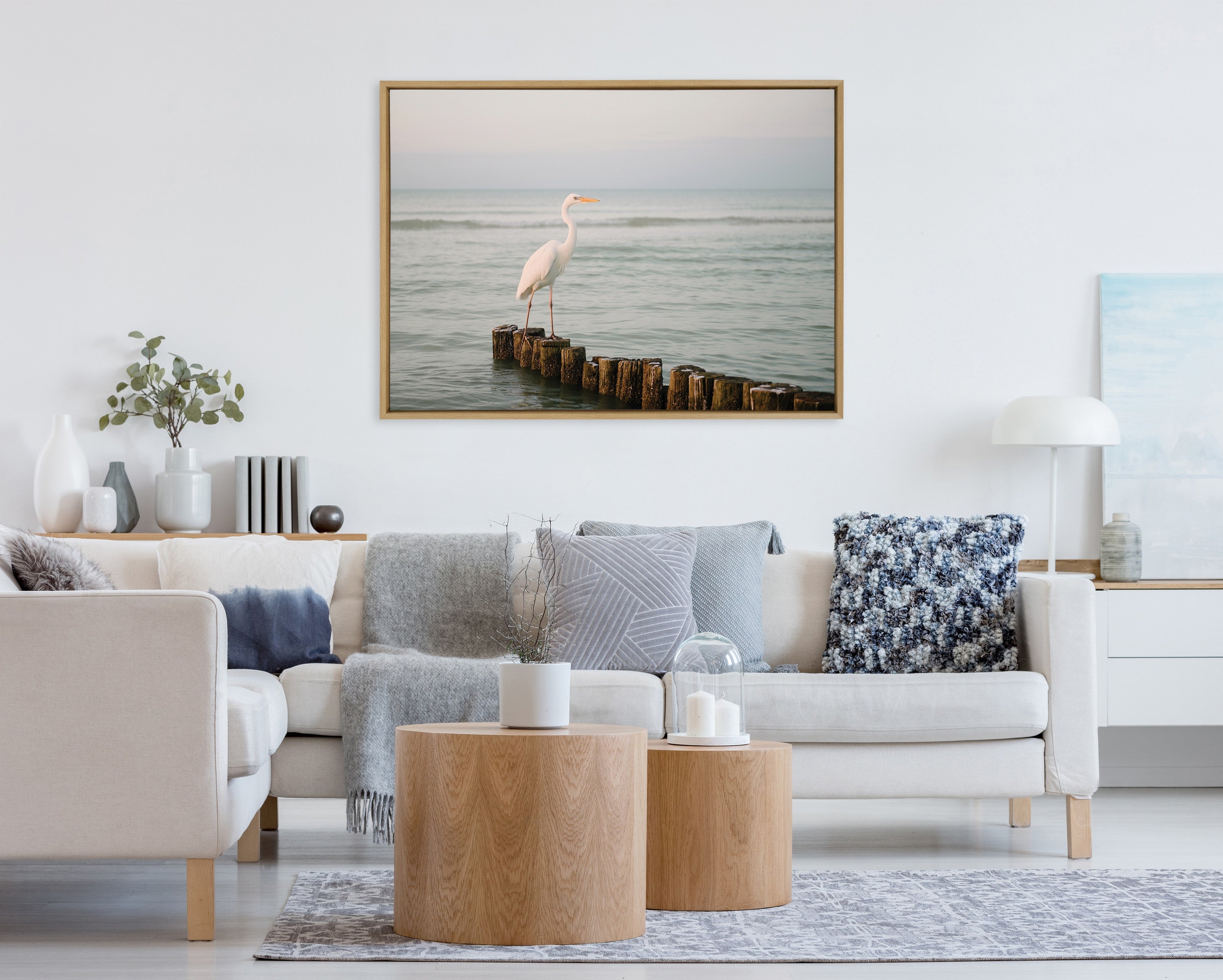 Sylvie Great White Heron Isla Holbox Framed Canvas by Crystal Lynn Collins