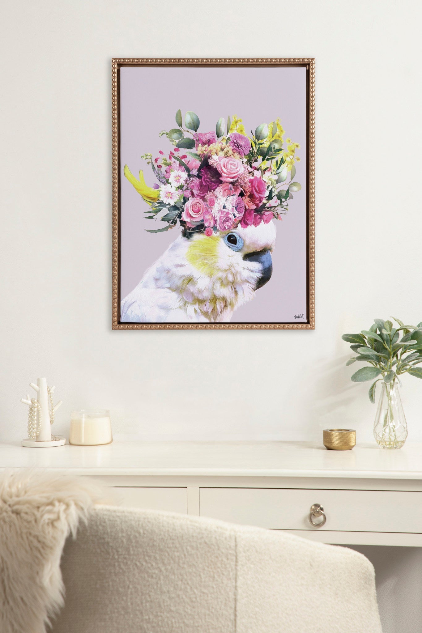 Sylvie Beaded Pretty Bird Framed Canvas by Inkheart Designs