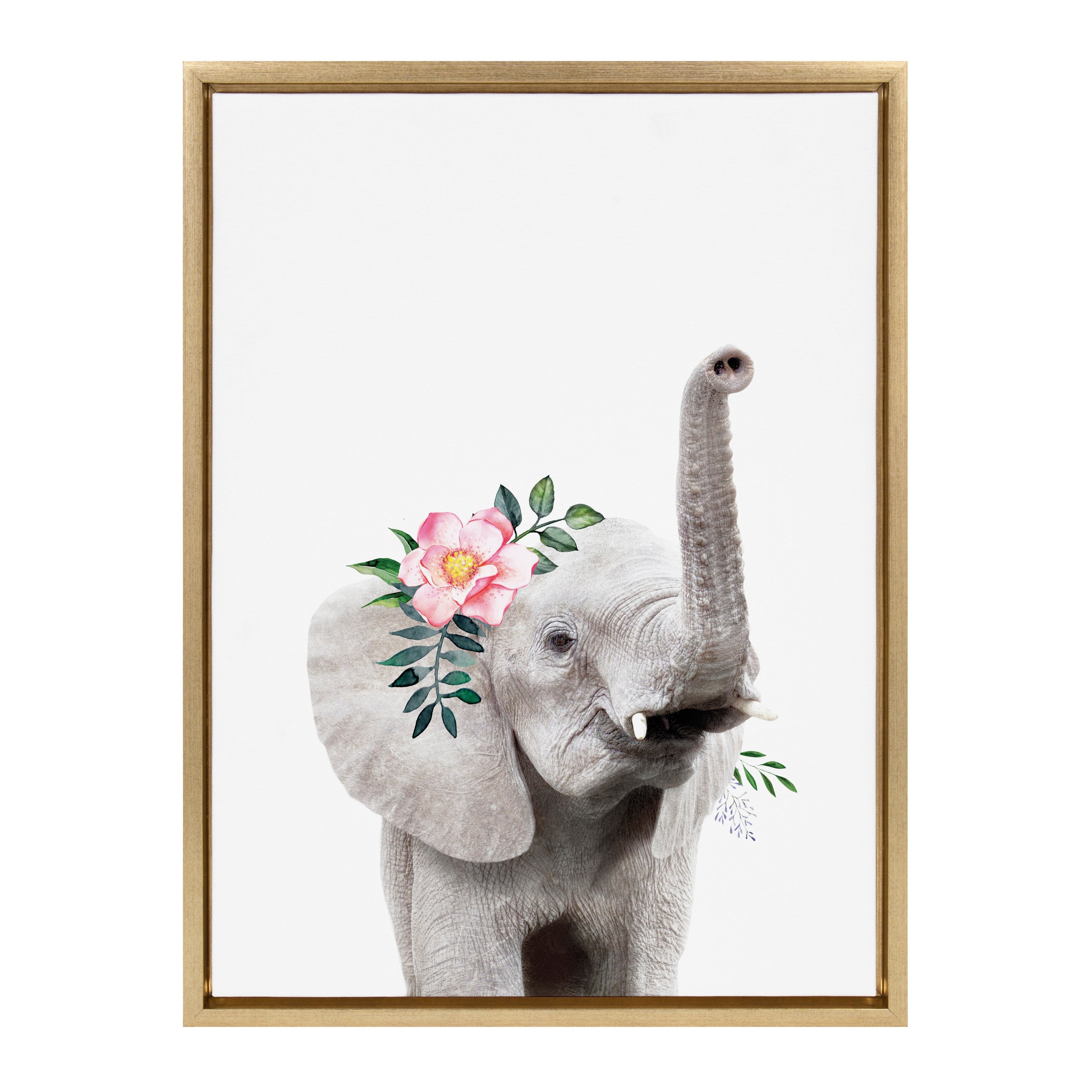 Sylvie Flower Crown Elephant Framed Canvas by Amy Peterson Art Studio