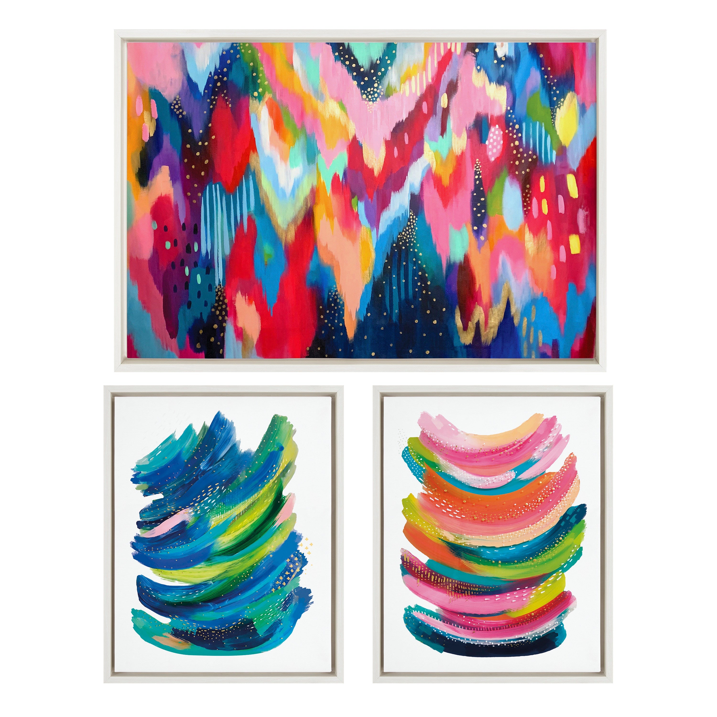 Sylvie Brushstroke and Bright Abstract Framed Canvas Set by kateandlaurel - product image 8 for Resin Society
