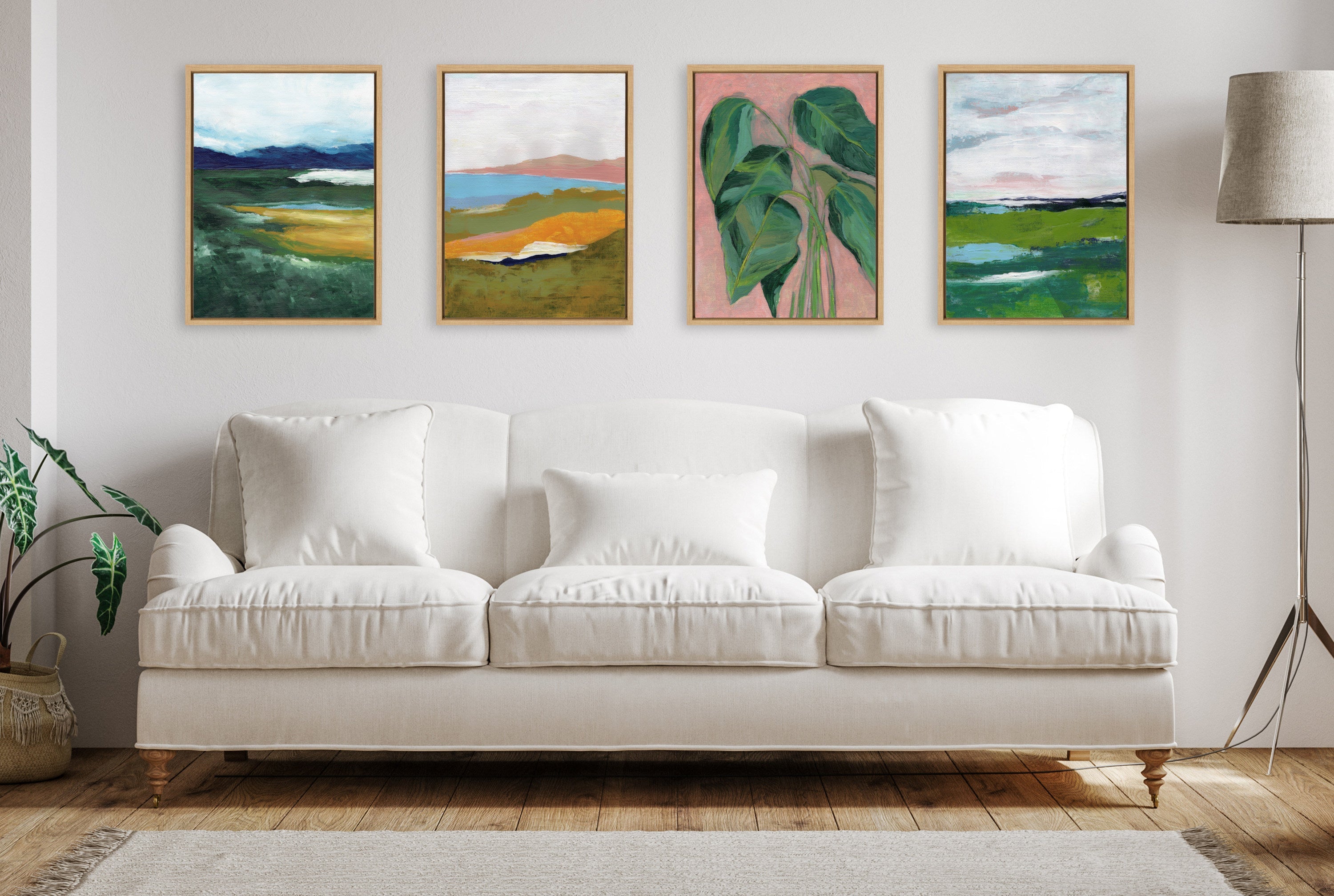 Sylvie Misty Green Framed Canvas by Nikita Jariwala
