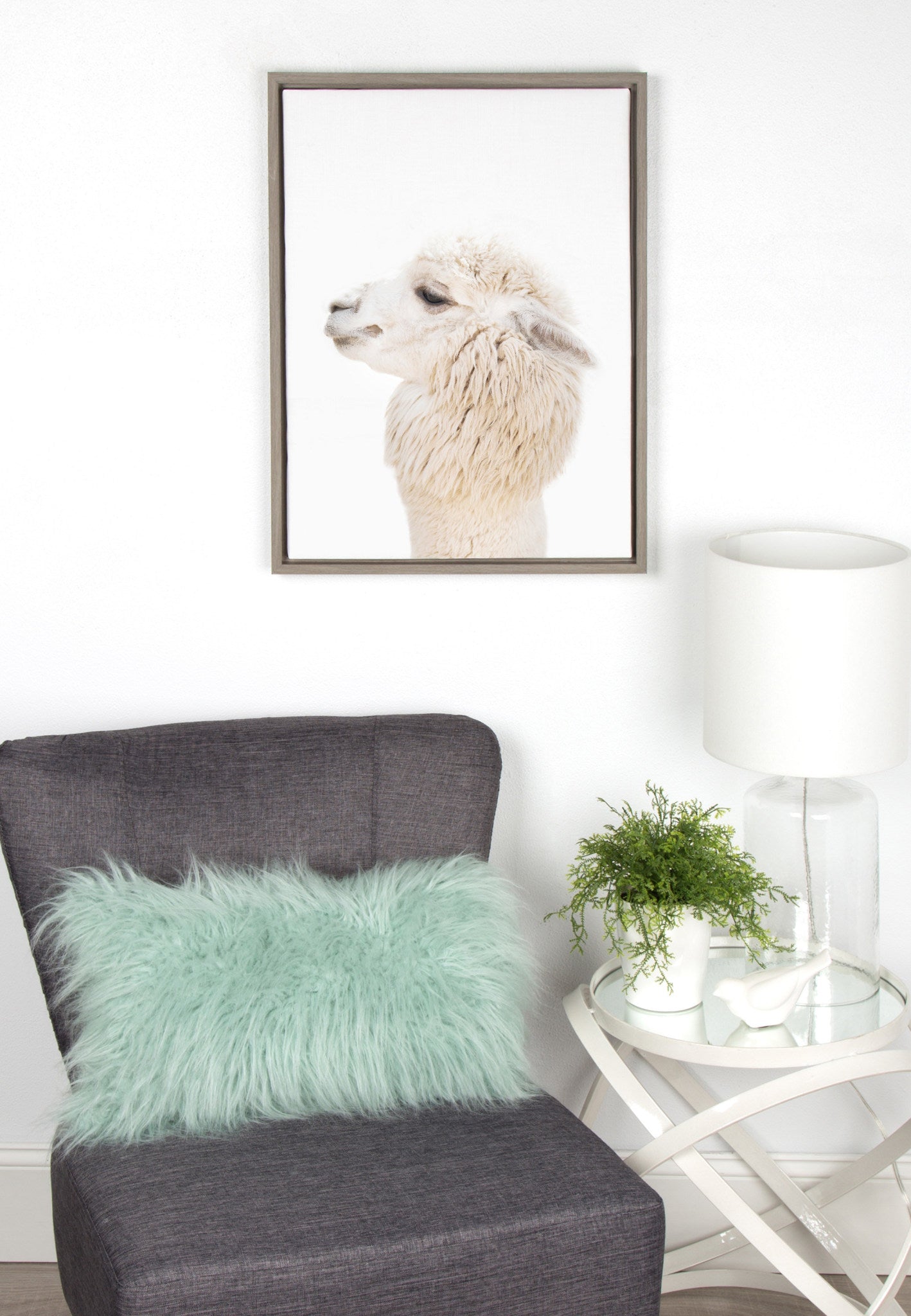Sylvie Animal Studio Alpaca Profile Framed Canvas by Amy Peterson Art Studio