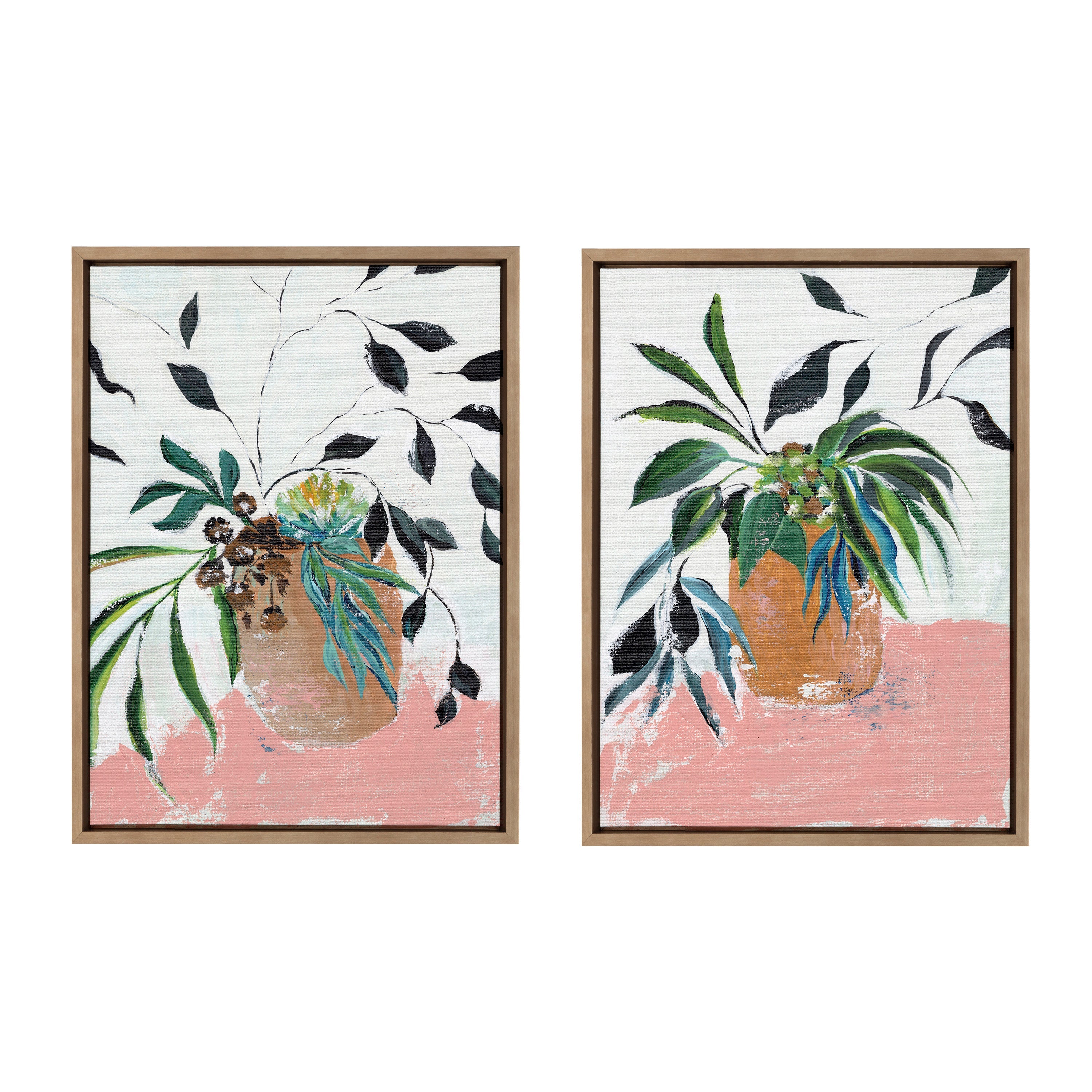 Sylvie Wild Foliage l and II Framed Canvas Art Set by Nikita Jariwala