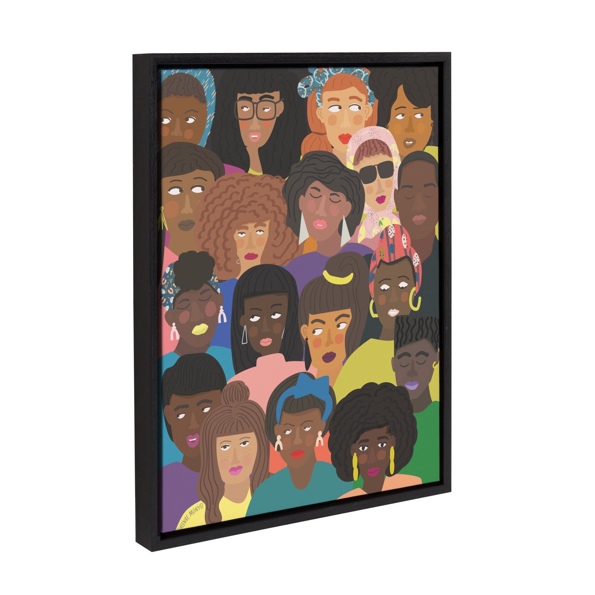 Sylvie Black People United Framed Canvas by kateandlaurel - product image 2 for Resin Society