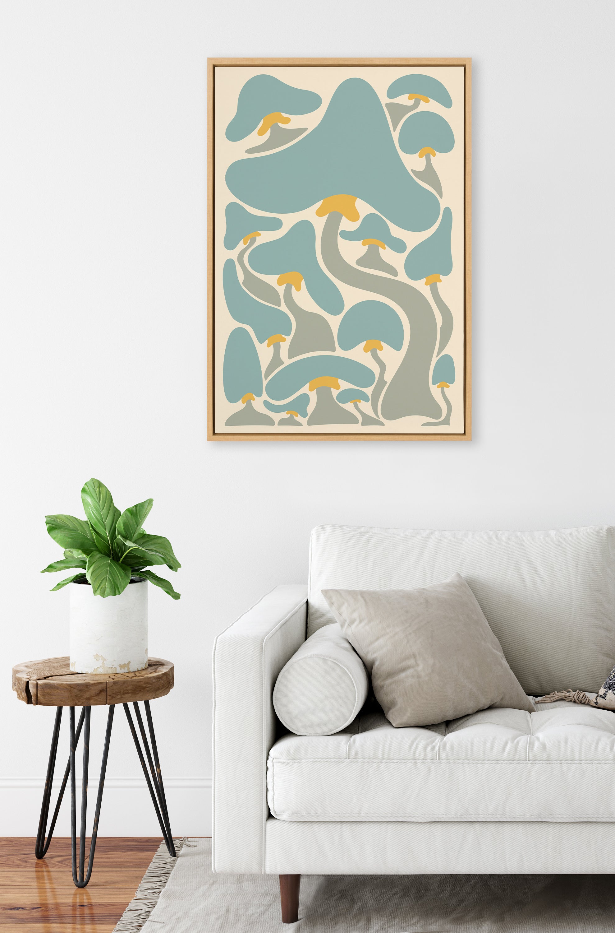 Sylvie Groovy Mushrooms 2 Framed Canvas by Carrie Cantwell
