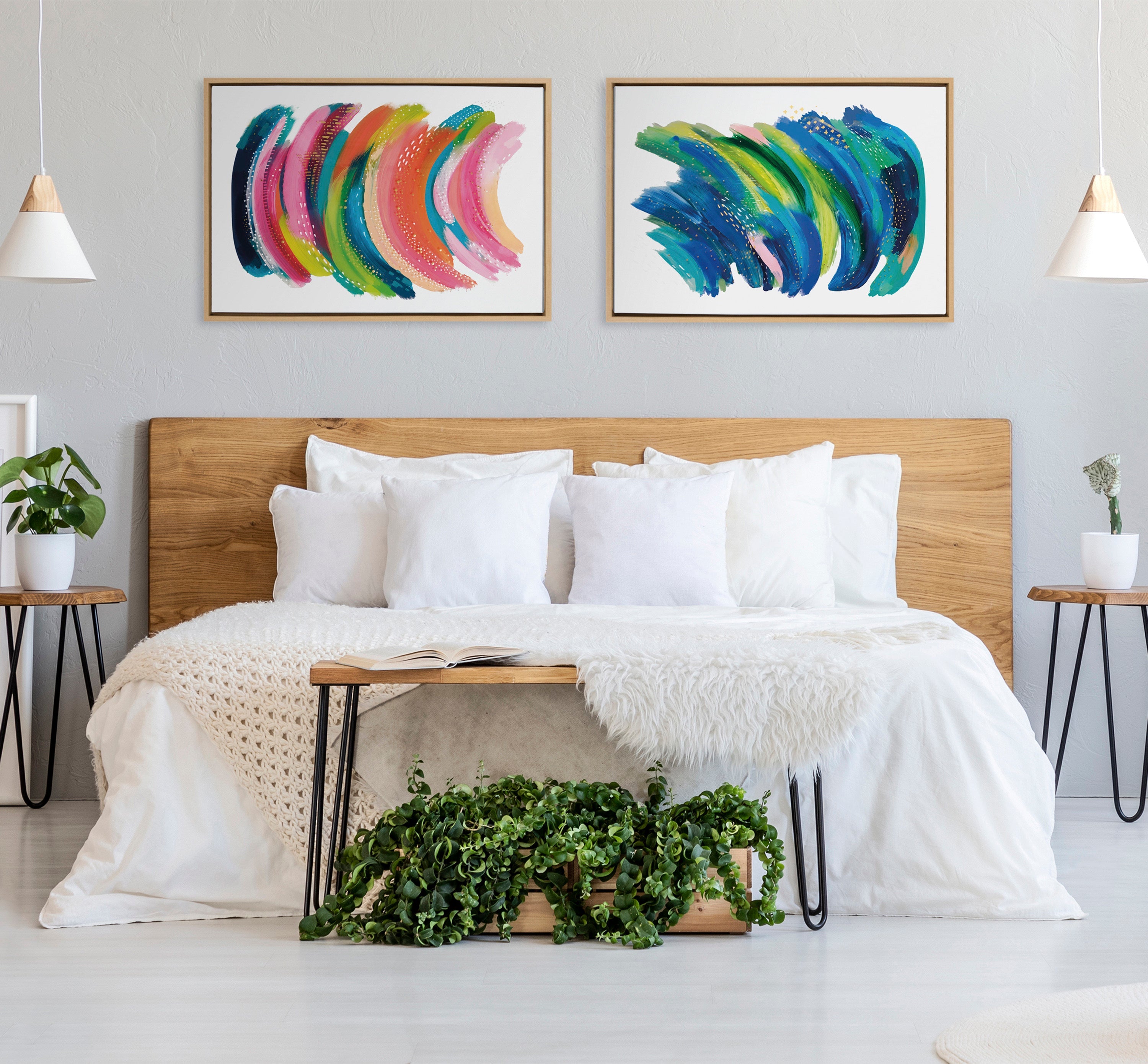 Sylvie Bright Abstract 2 Framed Canvas by kateandlaurel - product image 14 for Resin Society