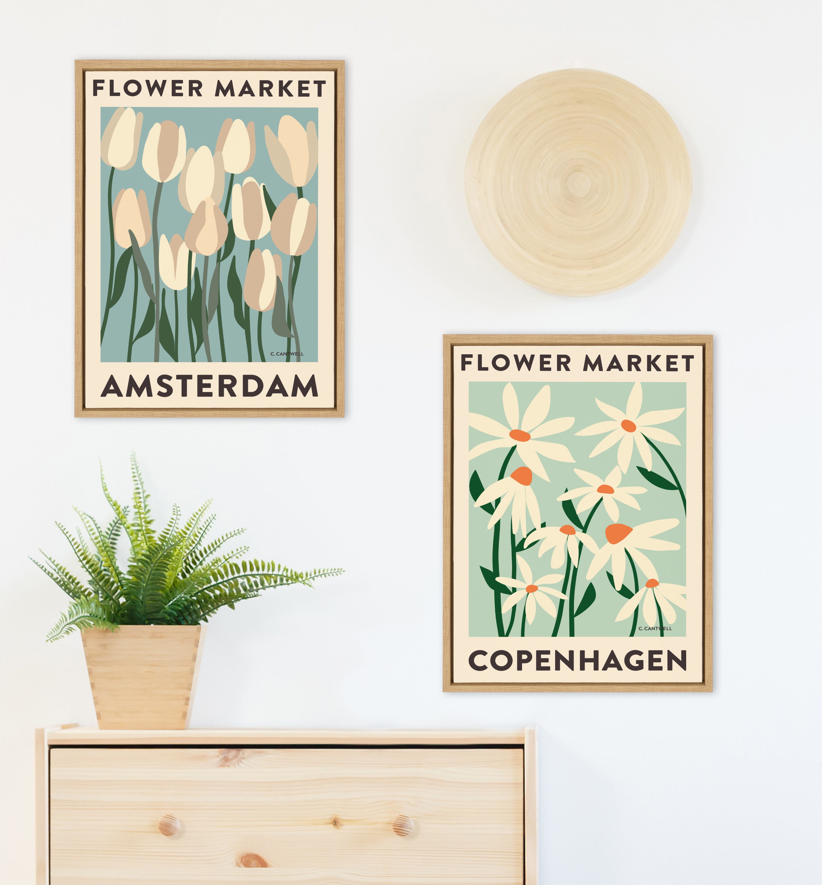Sylvie Flower Market 3 and 4 Framed Canvas Art Set by Carrie Cantwell