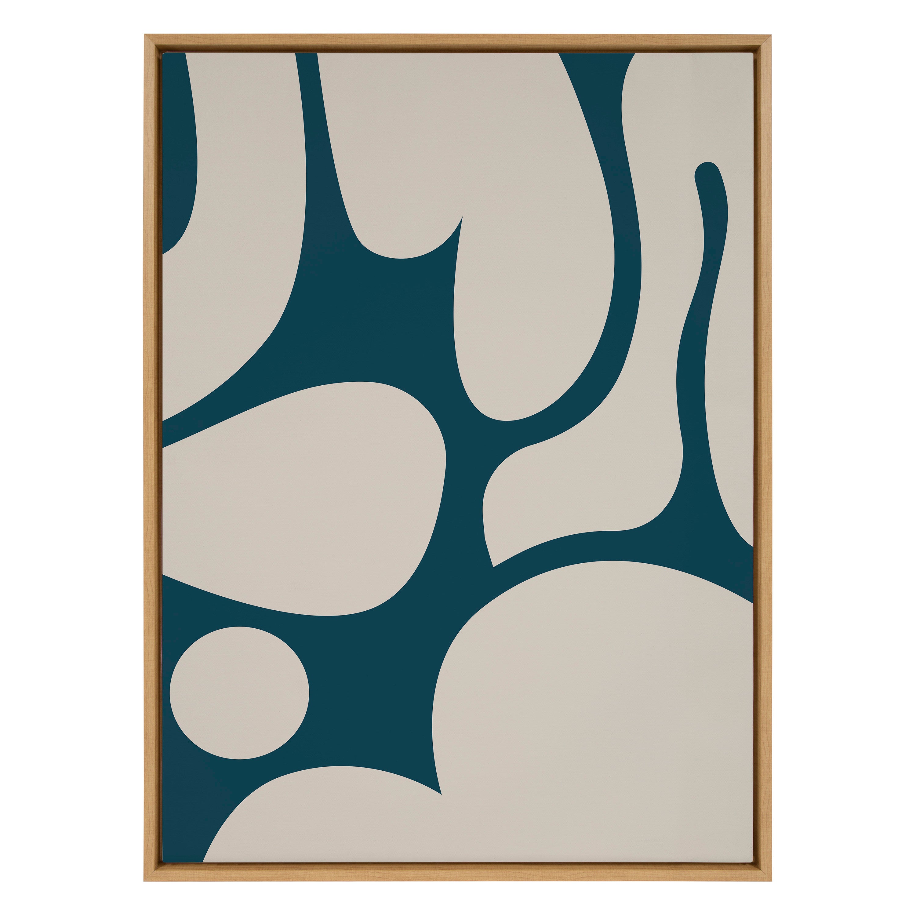 Sylvie Groovy Happy Abstract Dark Green Teal and Tan Framed Canvas by kateandlaurel - product image 2 for Resin Society