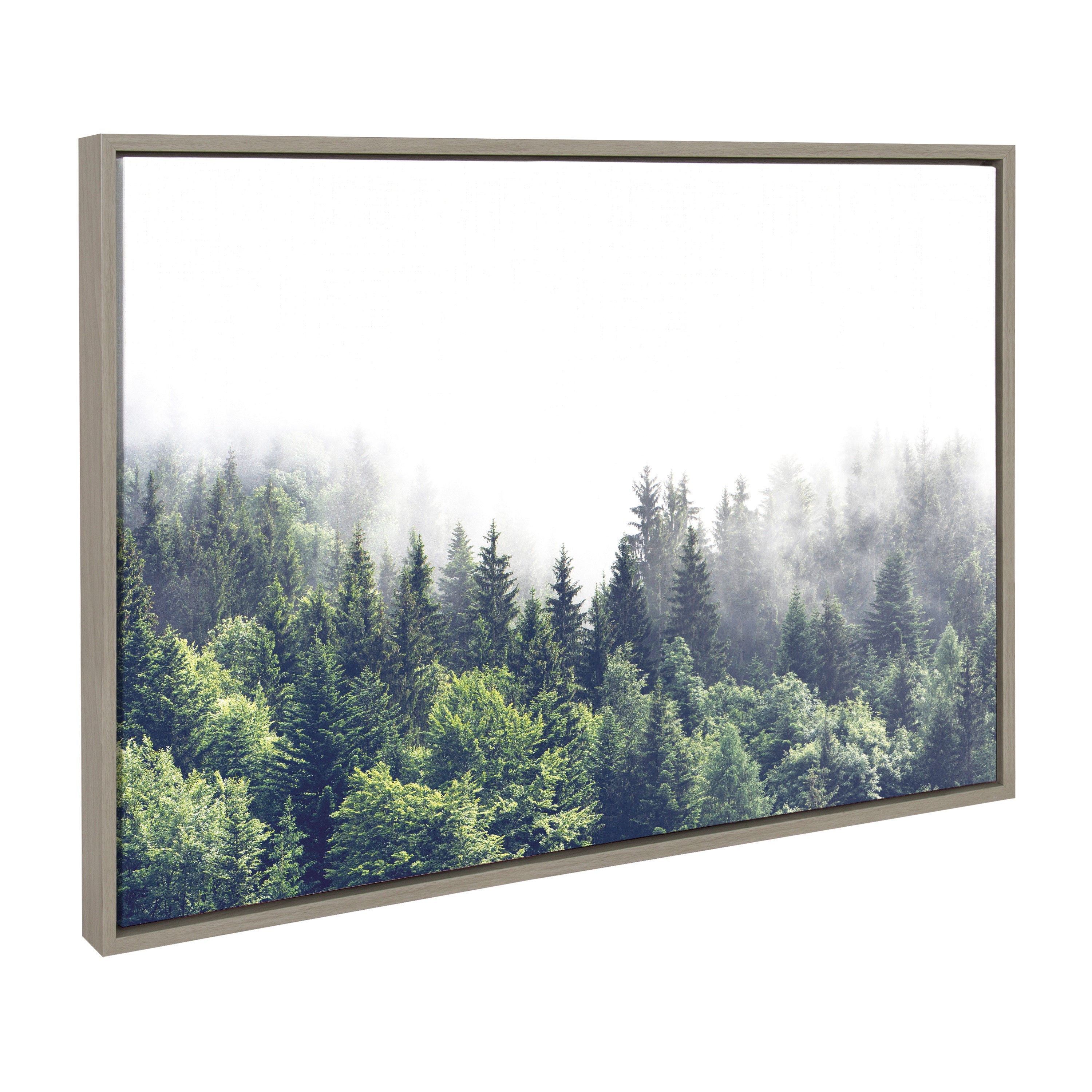 Sylvie Lush Green Forest On A Foggy Day Framed Canvas