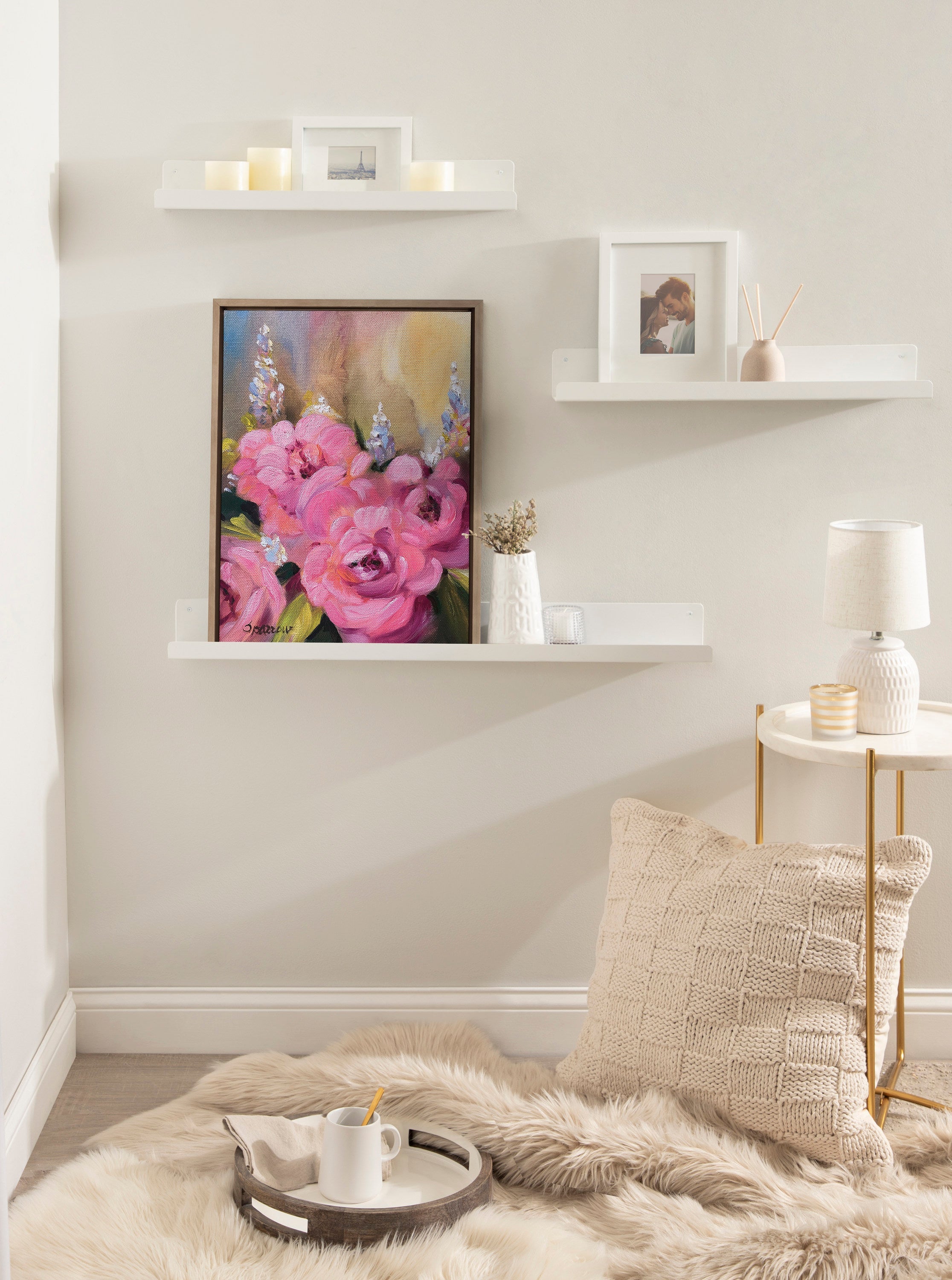 Sylvie Hot Pink Framed Canvas by Mary Sparrow