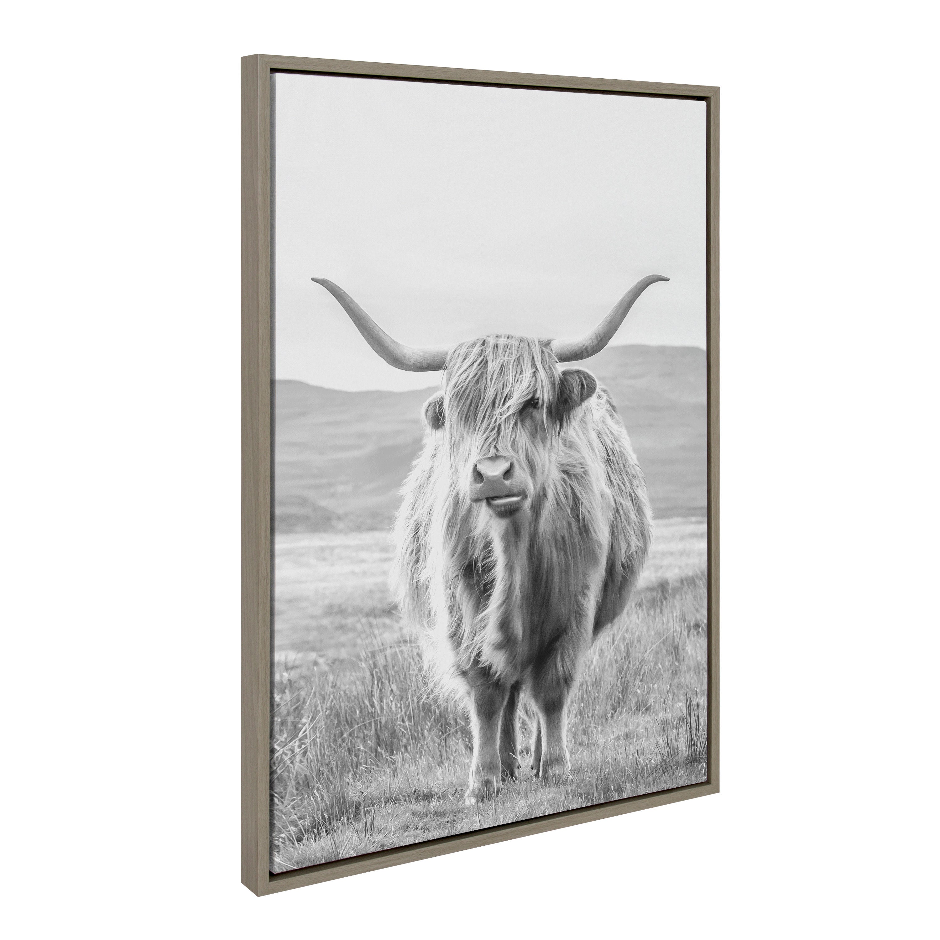 Sylvie Herd of Highland Cows BW Framed Canvas Art Set by The Creative Bunch Studio