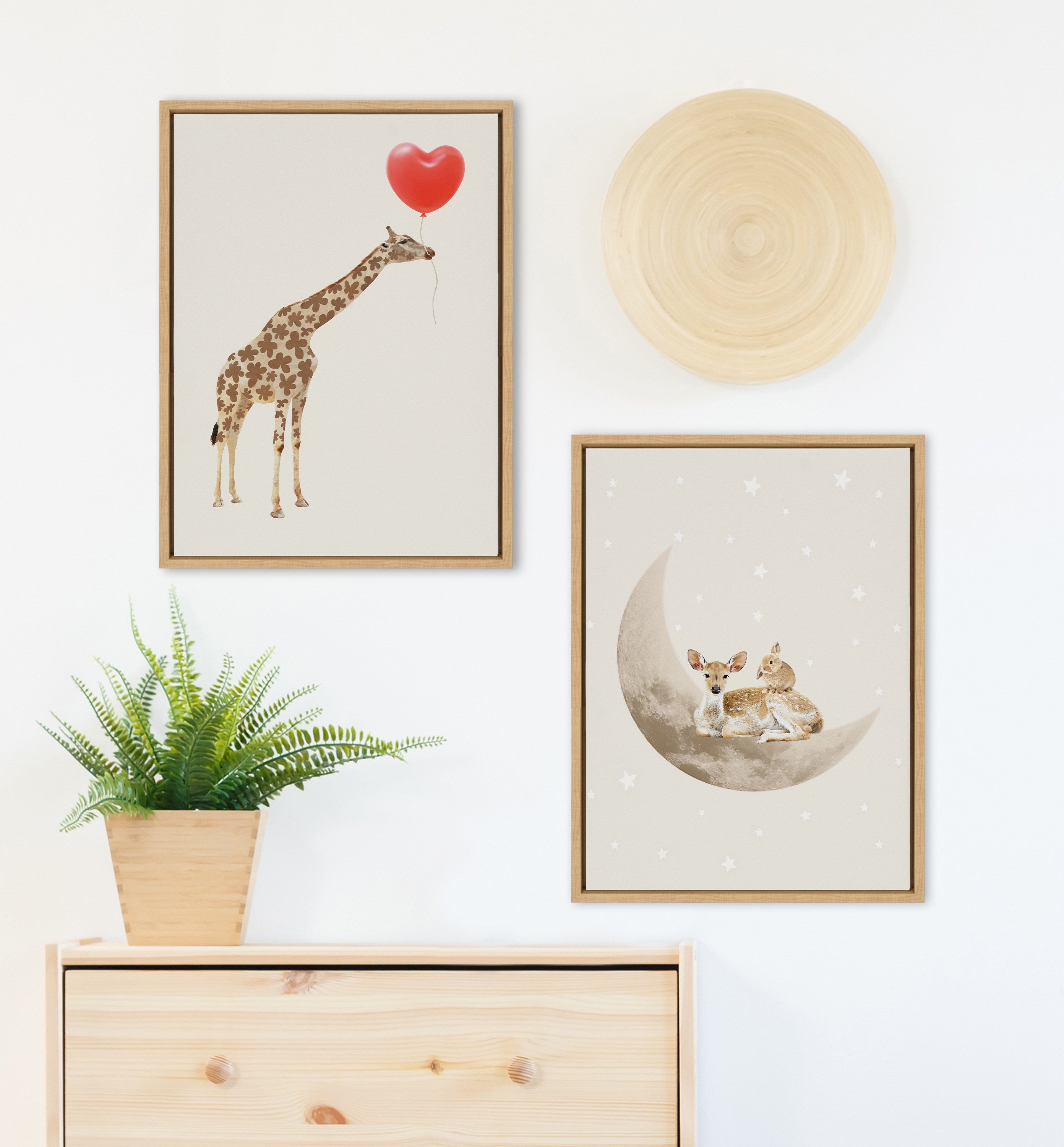 Sylvie On the Moon Framed Canvas by July Art Prints