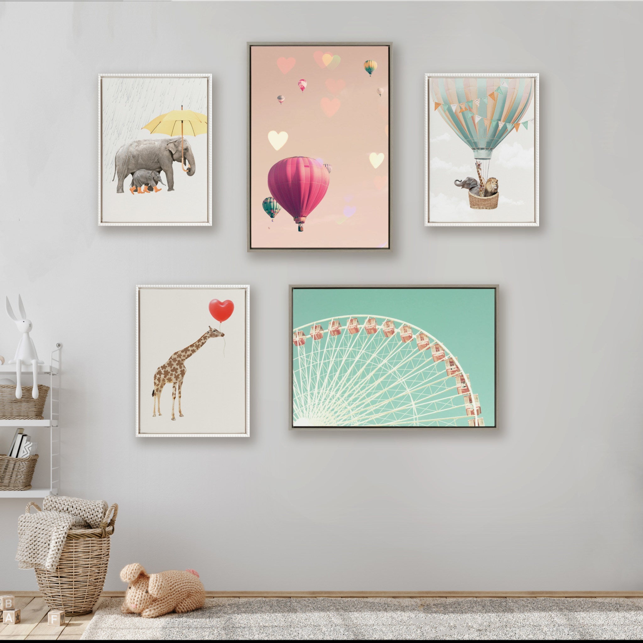 Sylvie Beaded Hot Air Balloon Travel Framed Canvas by July Art Prints