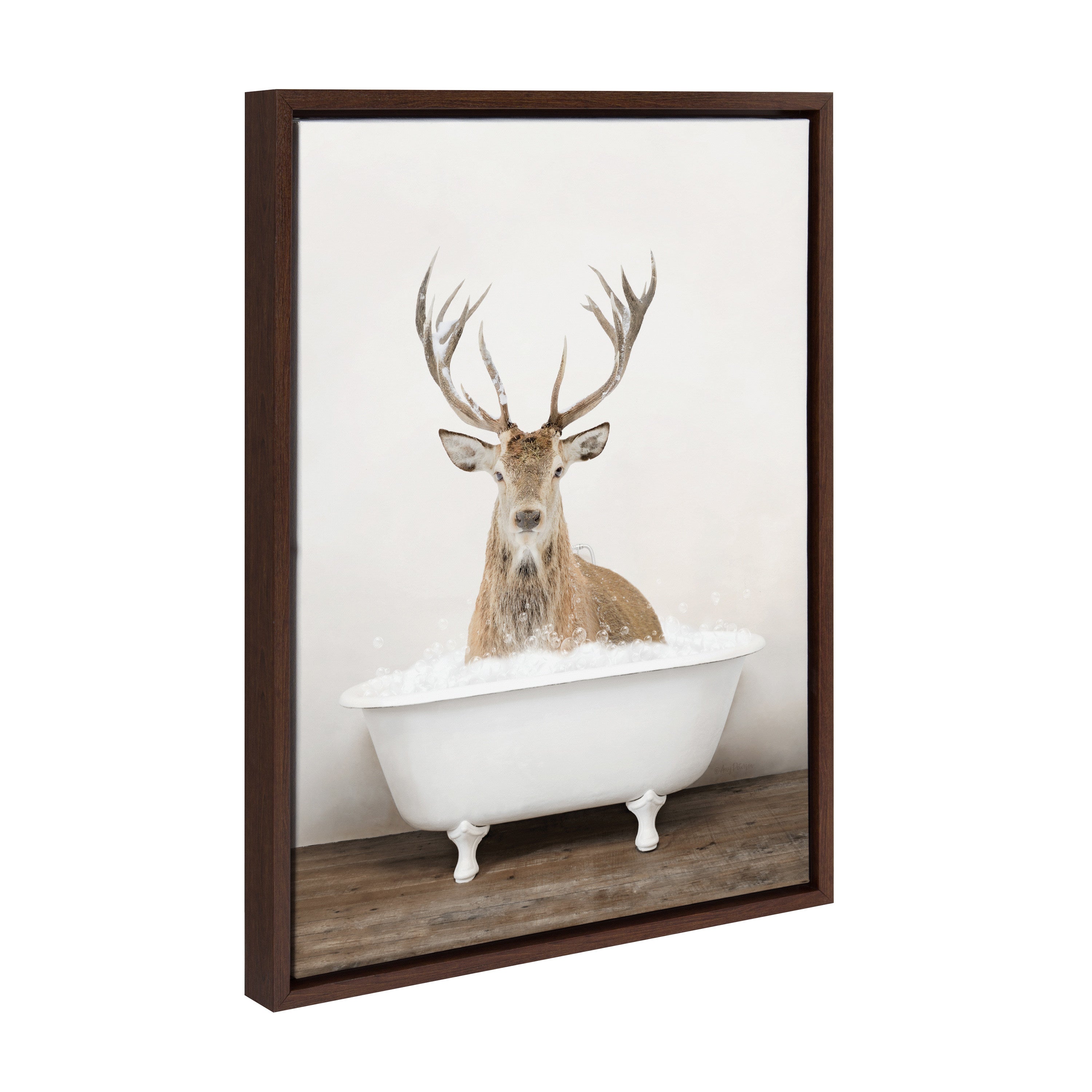 Sylvie Male Deer in Rustic Bath Framed Canvas by kateandlaurel - main product image for Resin Society