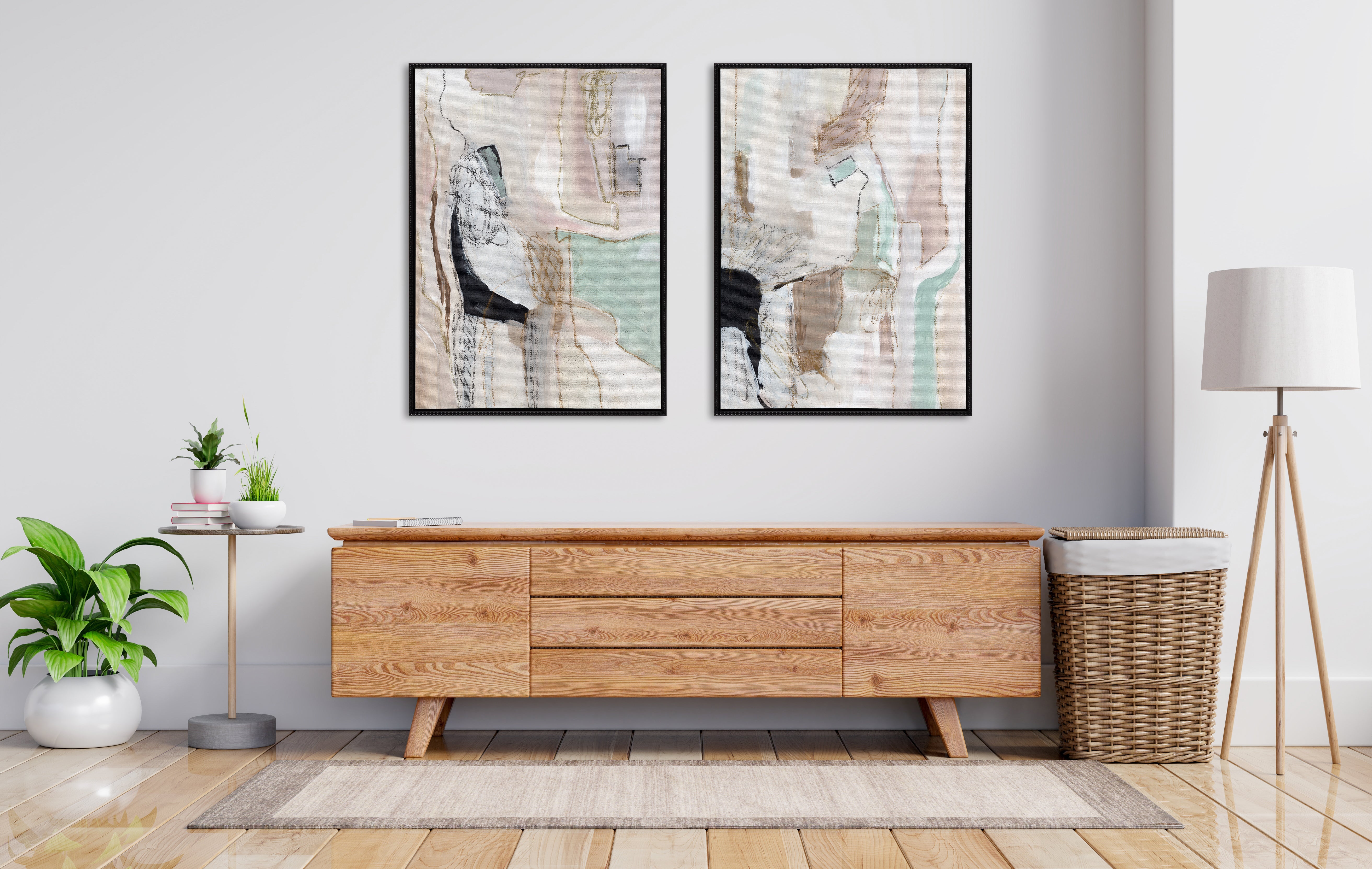 Sylvie Beaded Whispers of a Distant Land 1 and 2 Framed Canvas Art Set by Nikita Jariwala