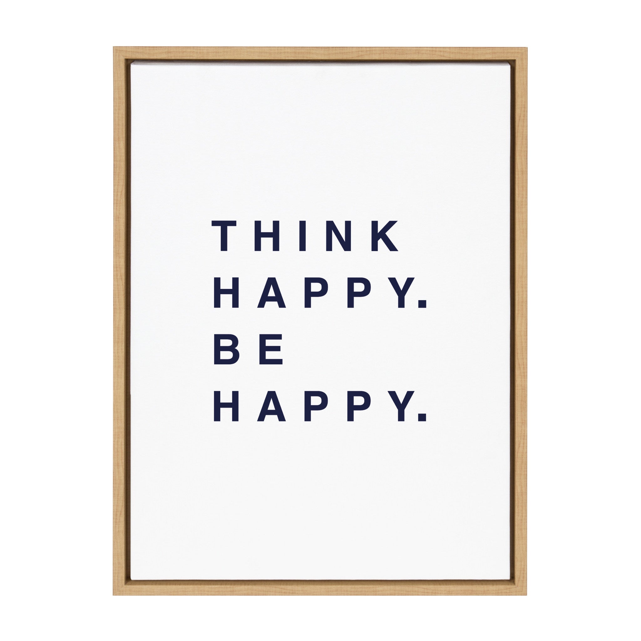 Sylvie Think Happy Be Happy Blue Framed Canvas by kateandlaurel - main product image for Resin Society