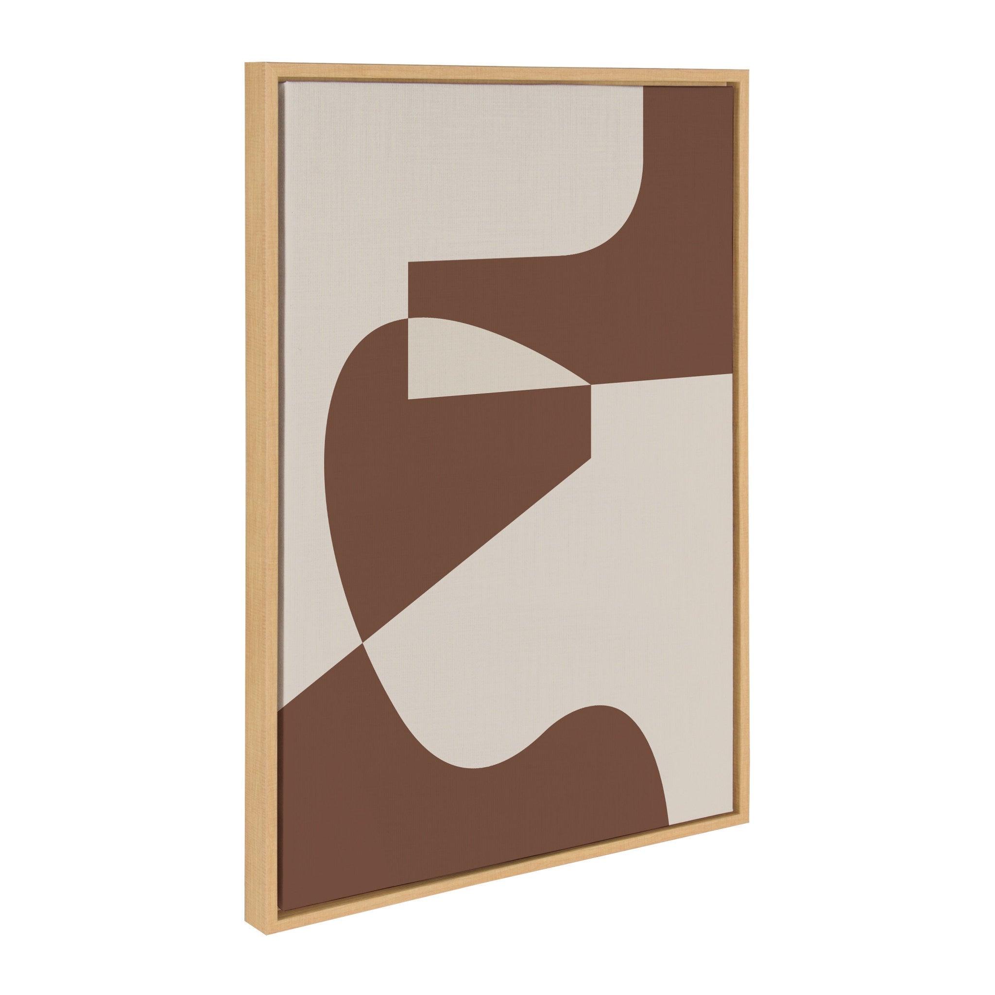 Sylvie Eye Catching Sleek Abstract 4 brown and beige framed canvas showing smooth brushstrokes in a modern lightweight frame