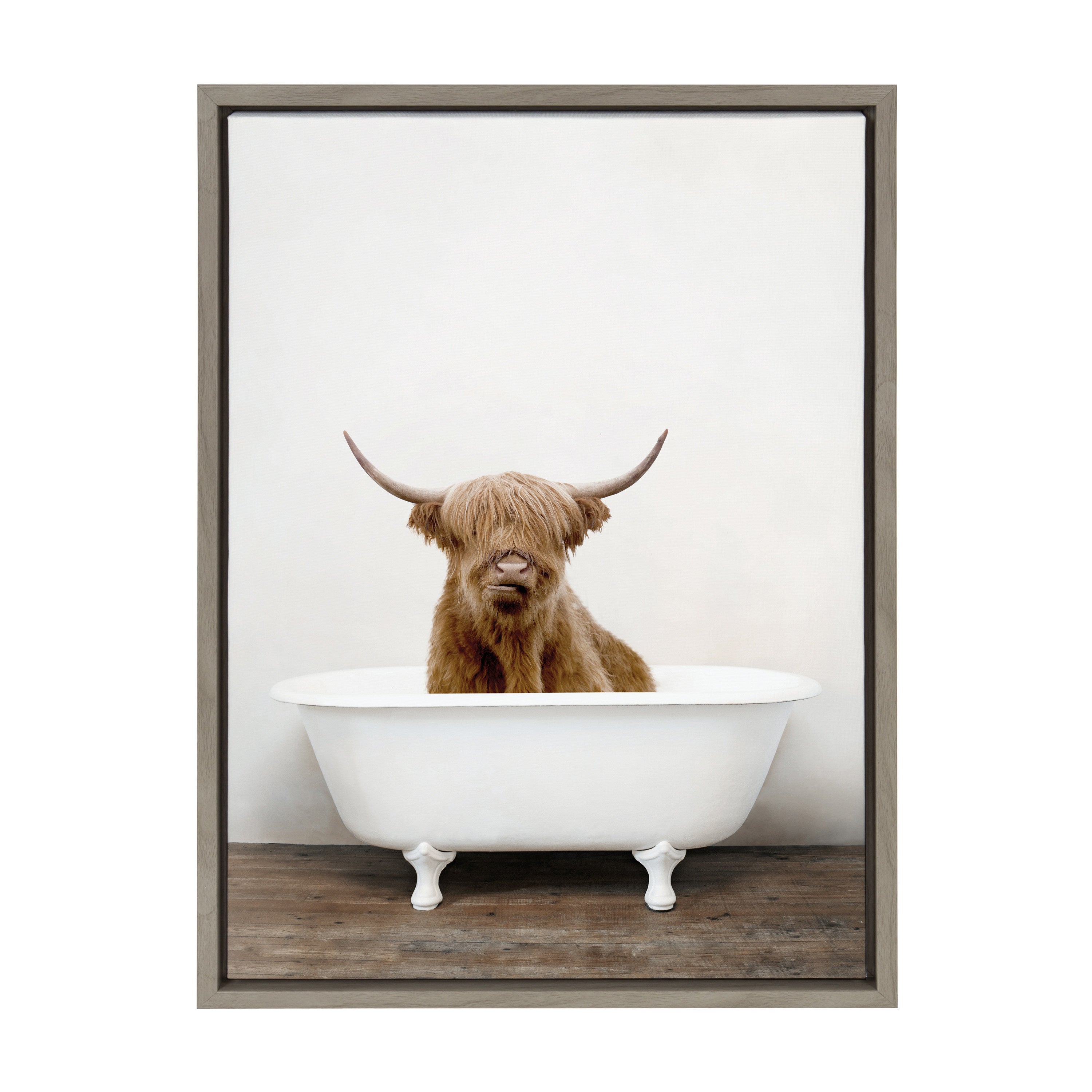 Sylvie Highland Cow in Tub Color Framed Canvas