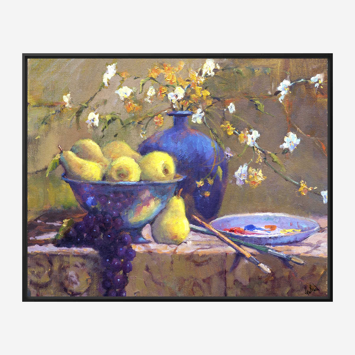 Pears in Bowl Artist Enhanced Canvas Print by John Beard Collection - product image 5 for Resin Society