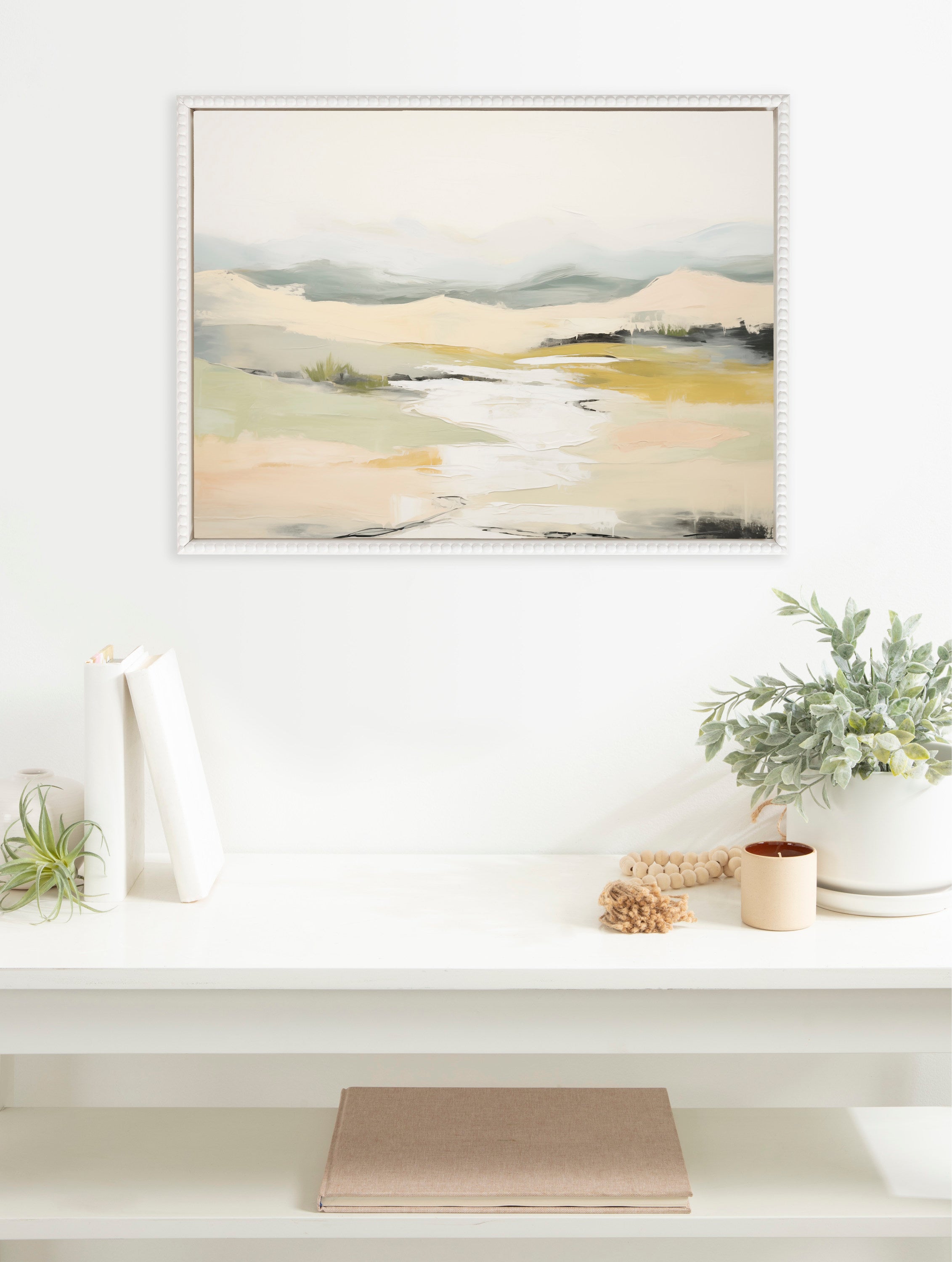 Sylvie Beaded Tranquil Landscape I Framed Canvas by Amy Lighthall