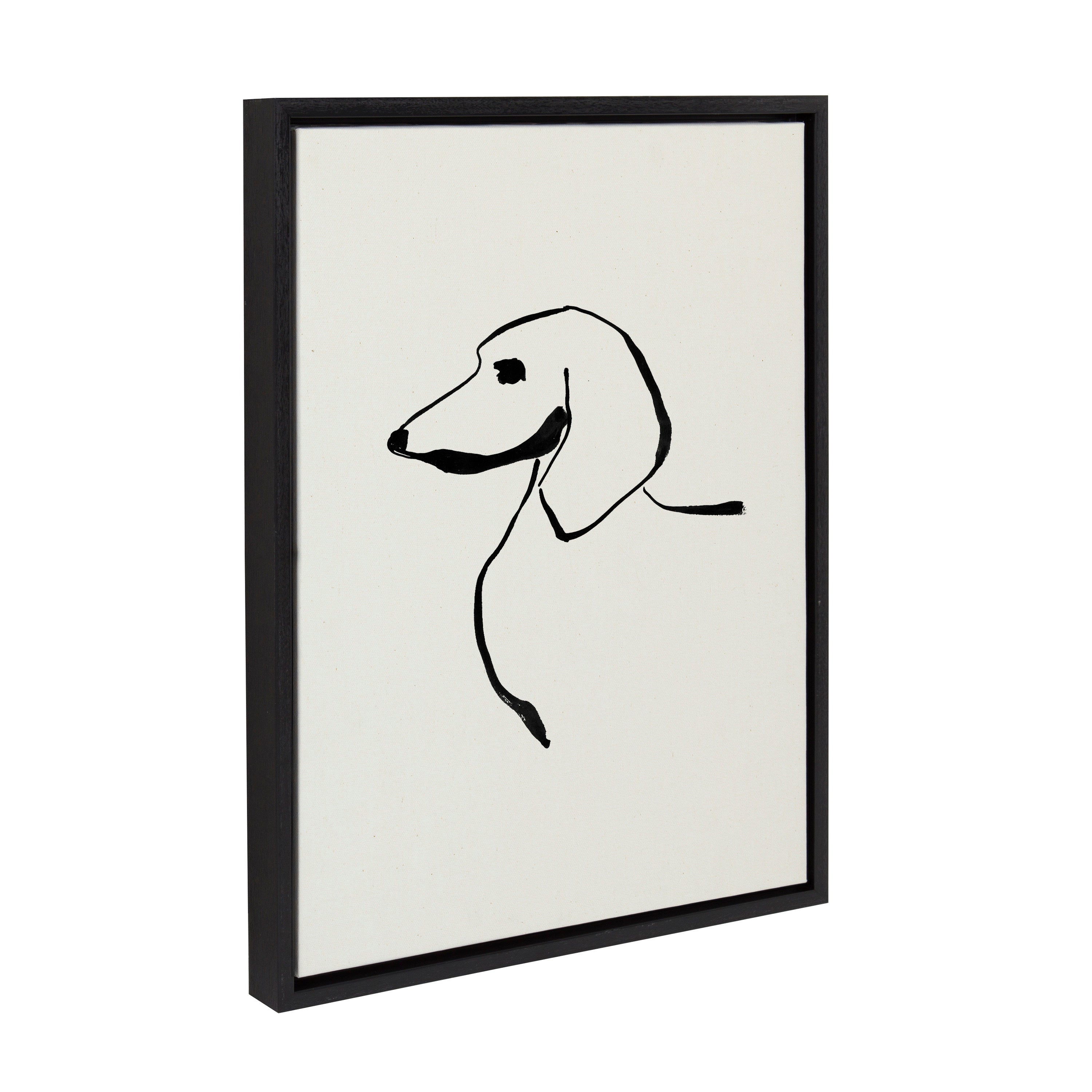 Sylvie 1023 Dachshund framed canvas art showing a dog portrait by Teju Reval