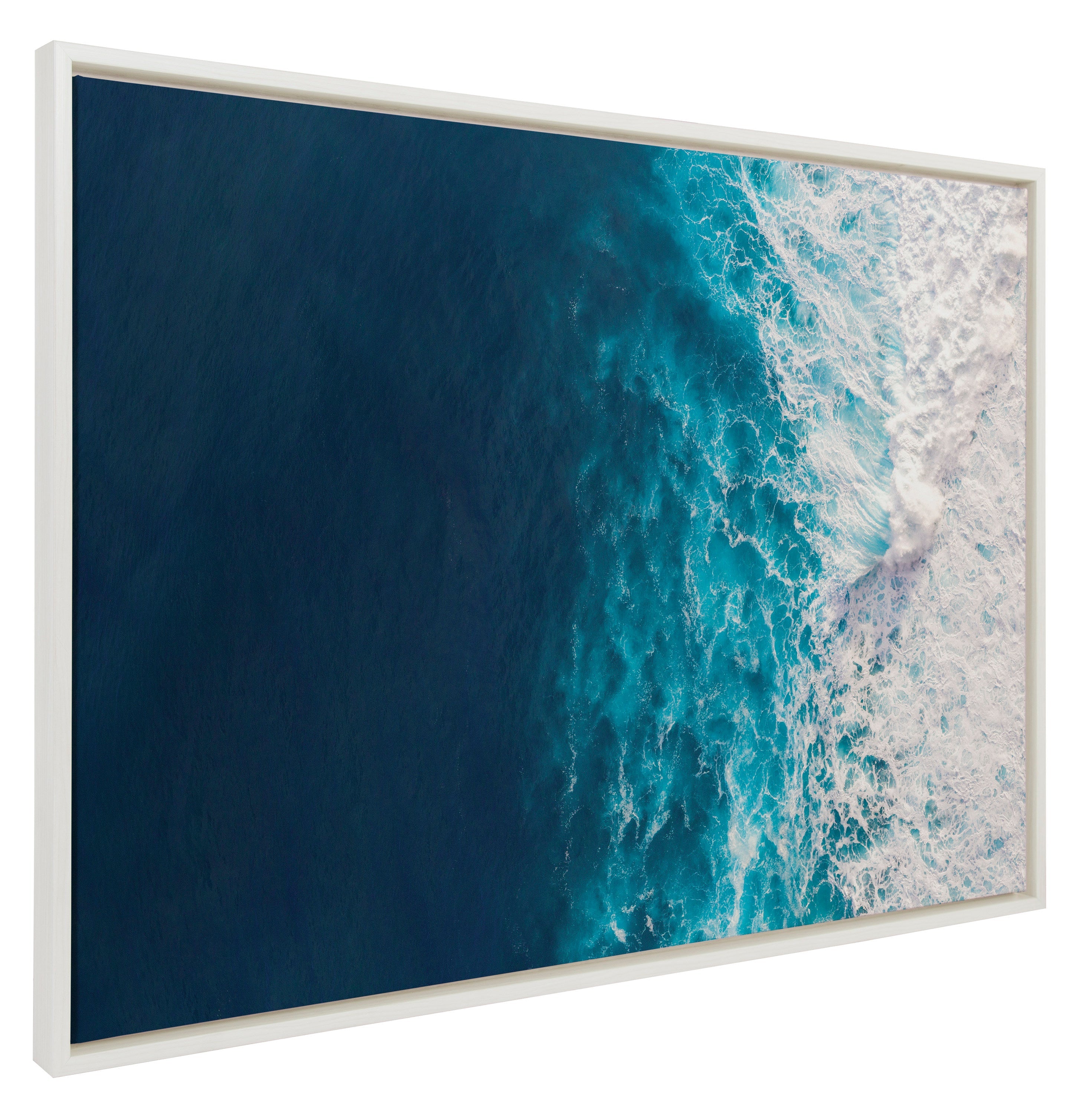Sylvie Seascape of Splashing Waves Framed Canvas by kateandlaurel - main product image for Resin Society