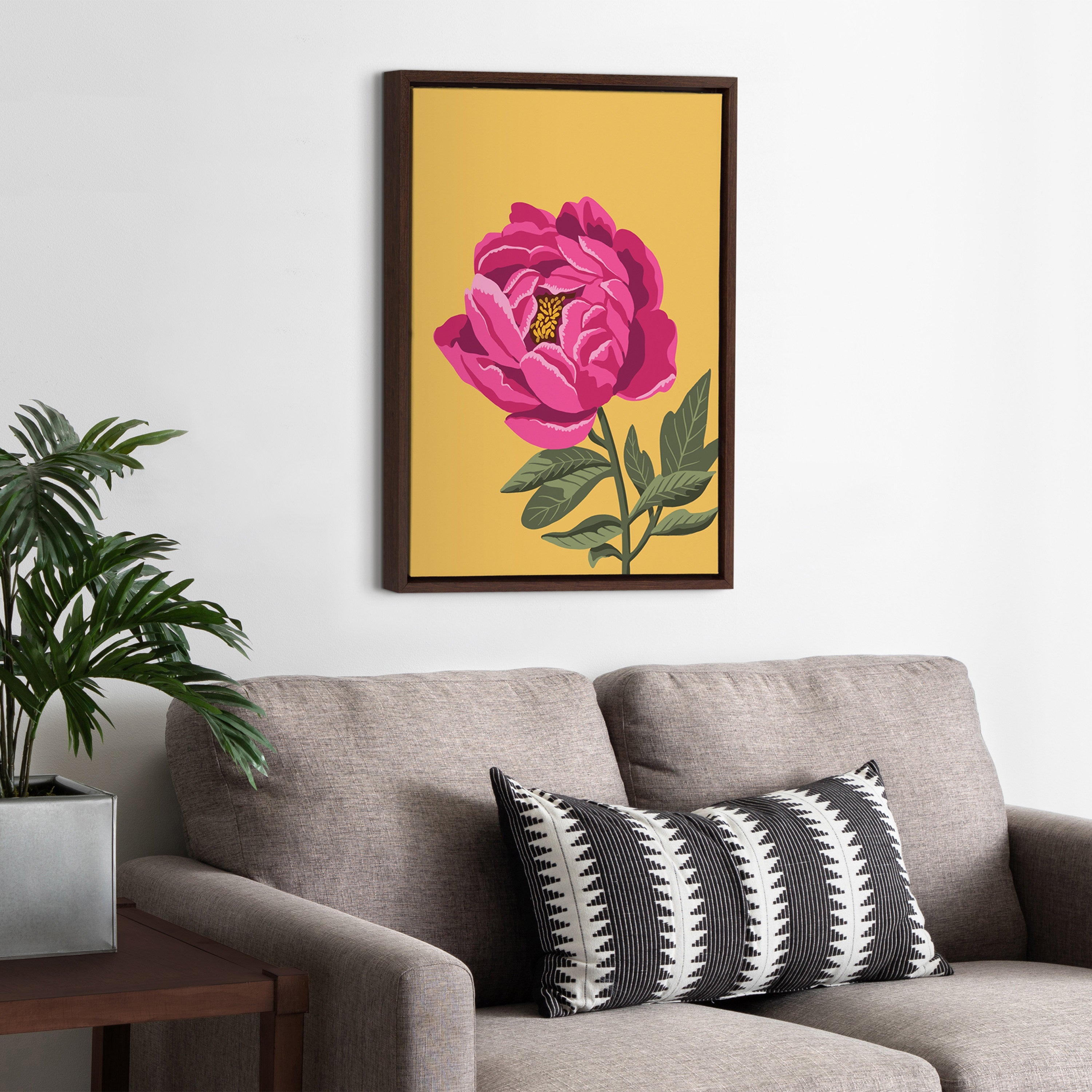 Sylvie Bright Peony Framed Canvas by kateandlaurel - product image 4 for Resin Society