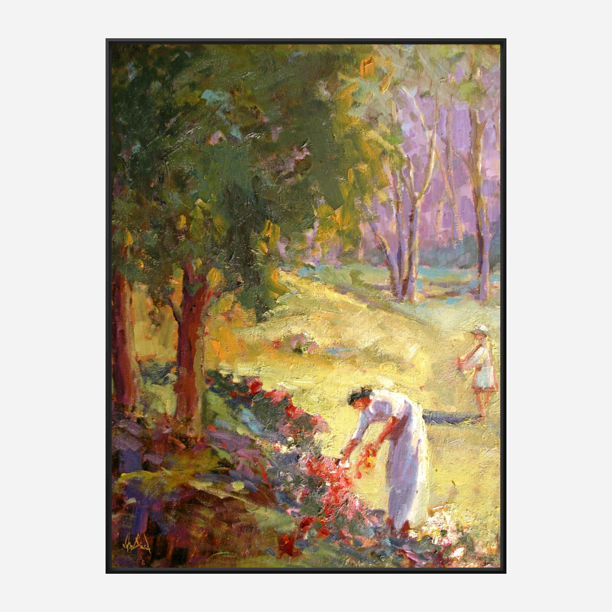 Picking Flowers Artist Enhanced Canvas Print by John Beard Collection - product image 5 for Resin Society