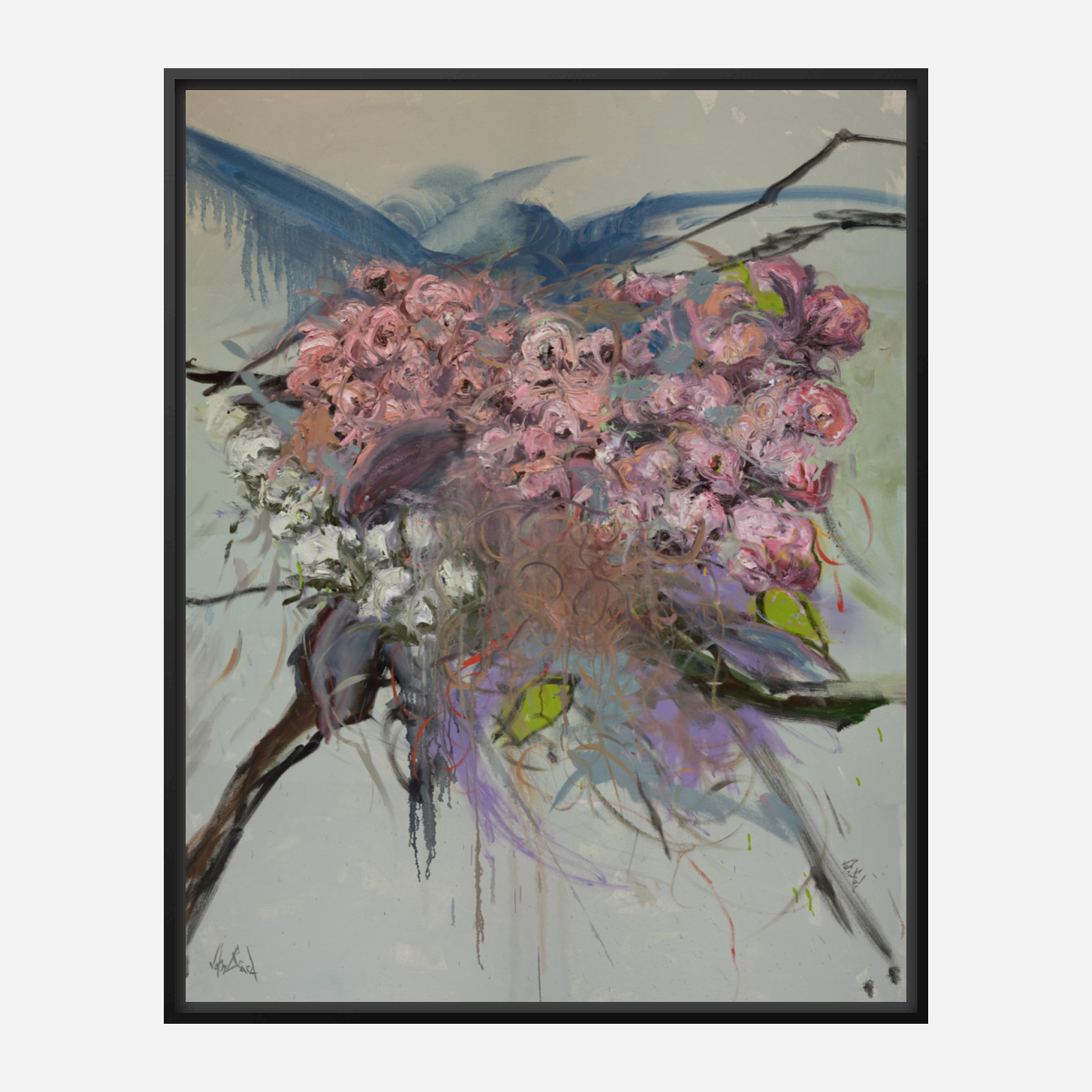 Pink Flowers Artist Enhanced Canvas Print by John Beard Collection - product image 5 for Resin Society