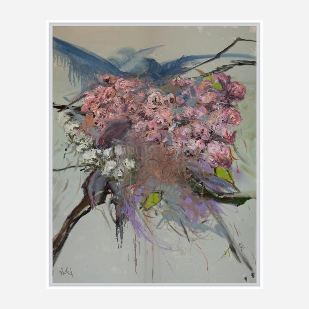 Pink Flowers Artist Enhanced Canvas Print by John Beard Collection - product image 6 for Resin Society