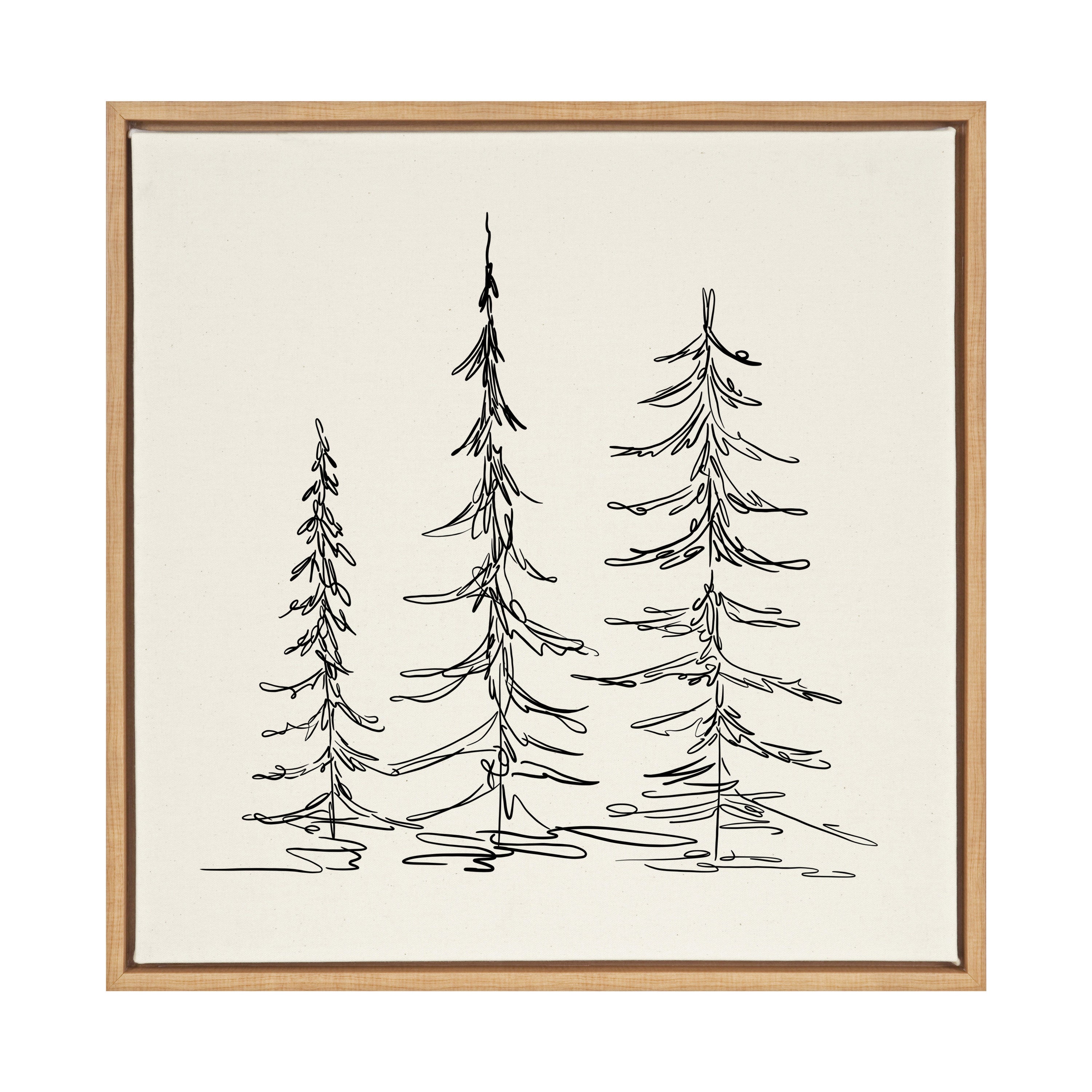 Sylvie Minimalist Evergreen Trees Sketch Framed Canvas by kateandlaurel - product image 10 for Resin Society