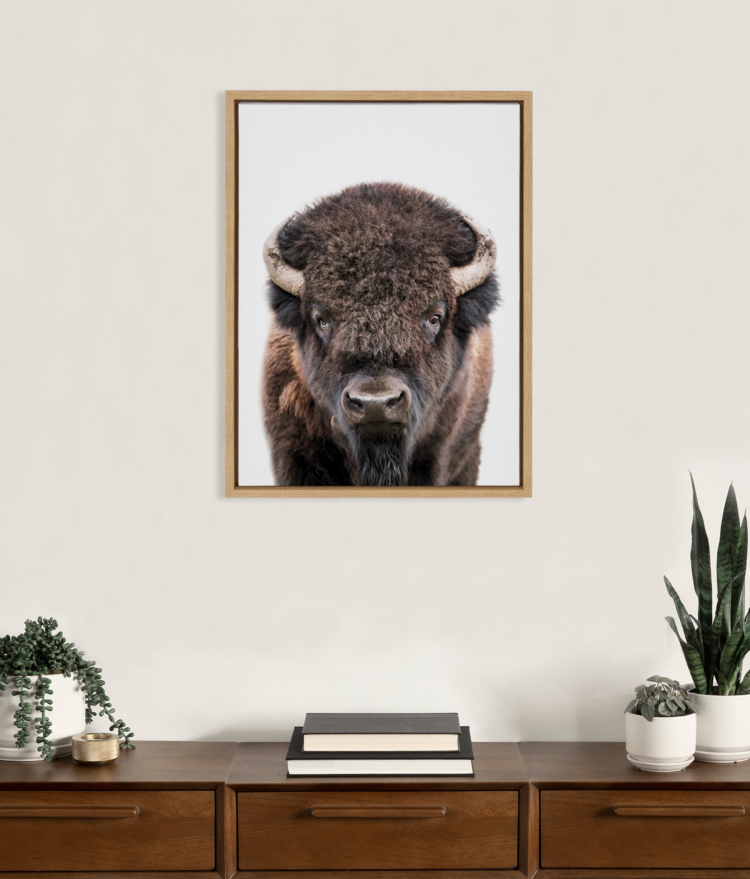 Sylvie Bison Portrait Framed Canvas by Amy Peterson Art Studio