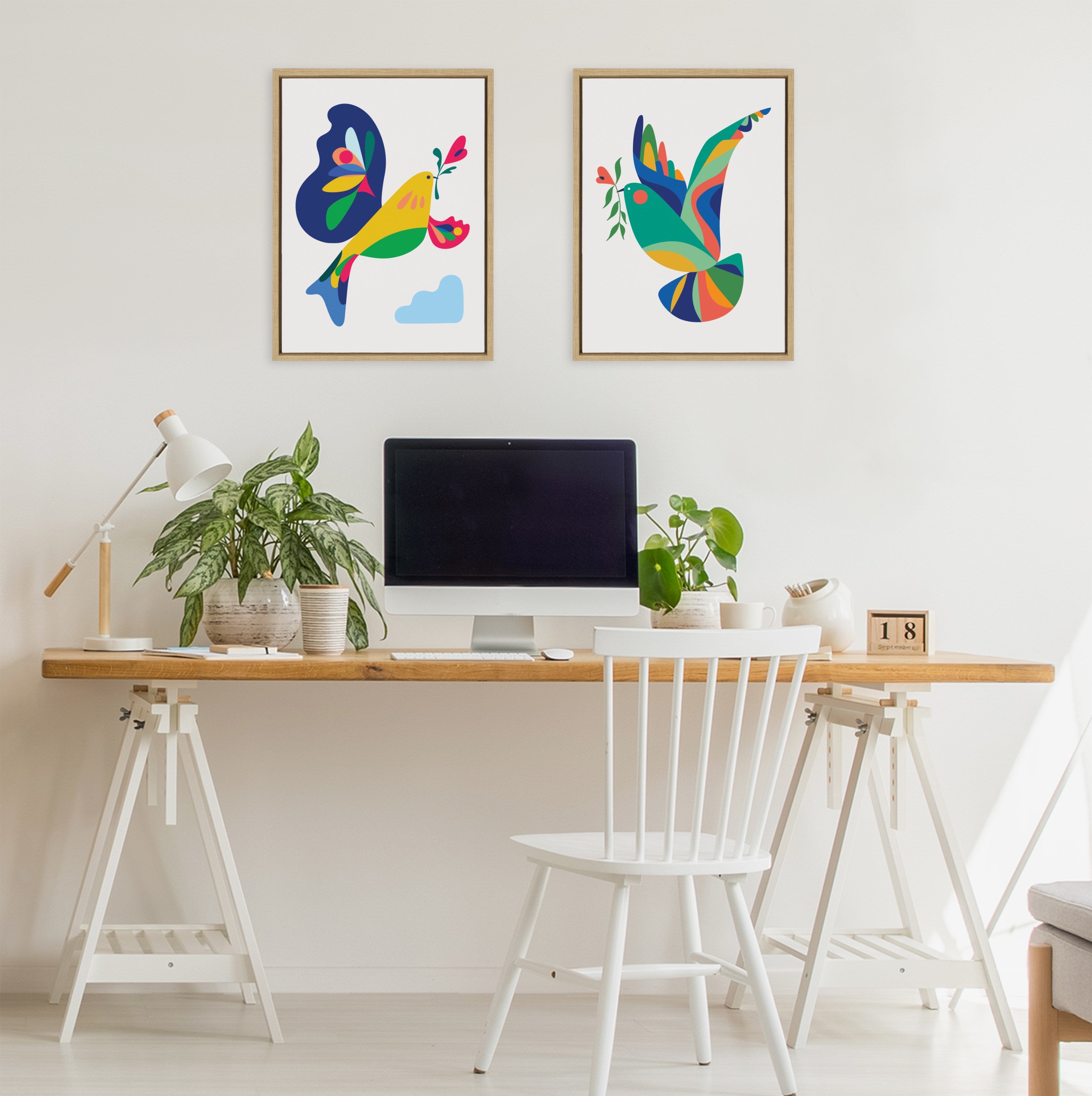 Sylvie Peace Dove Framed Canvas by Rachel Lee of My Dream Wall