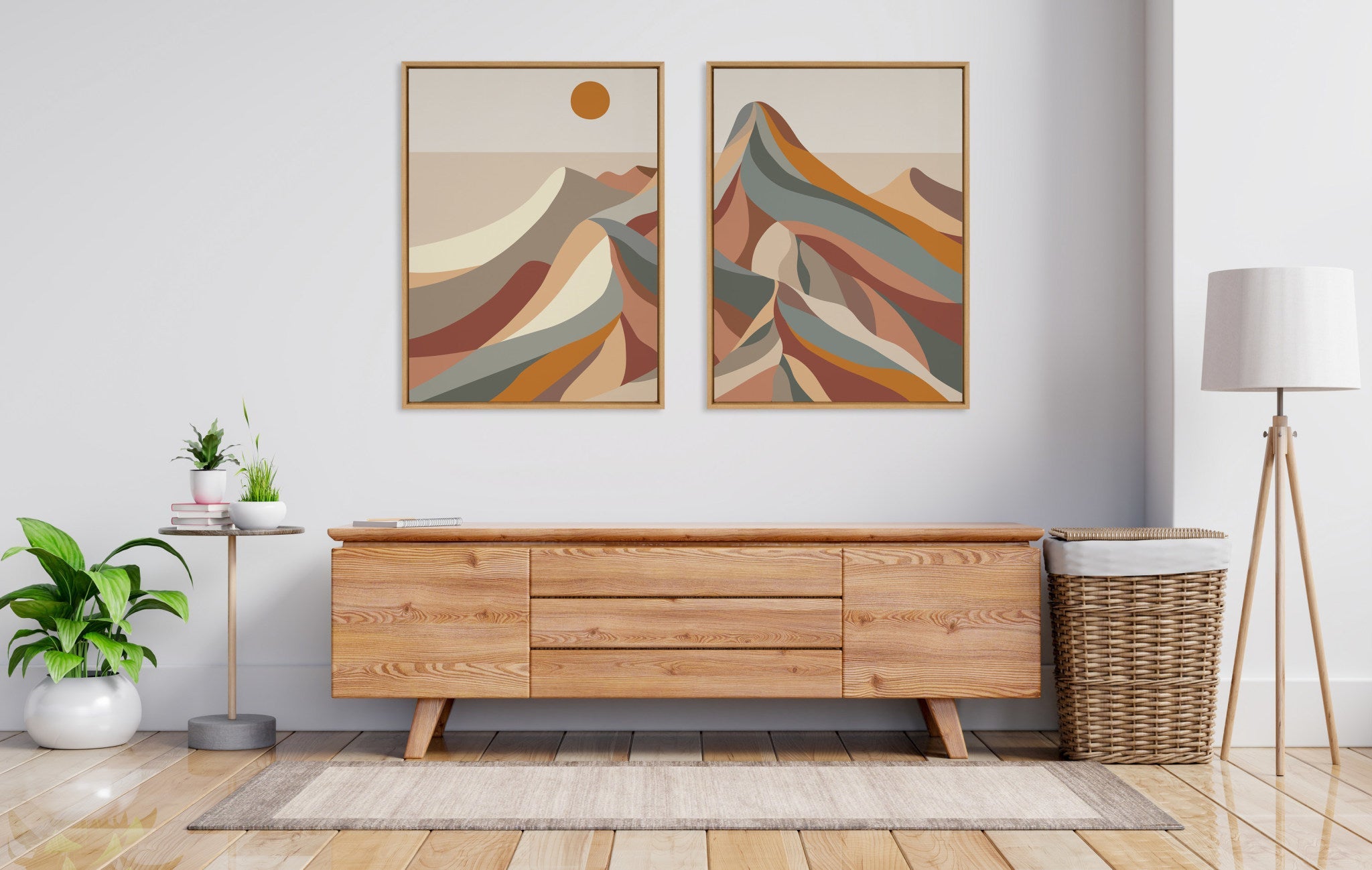 Sylvie Mid Century Modern Mountains Framed Canvas Art Set by Rachel Lee of My Dream Wall