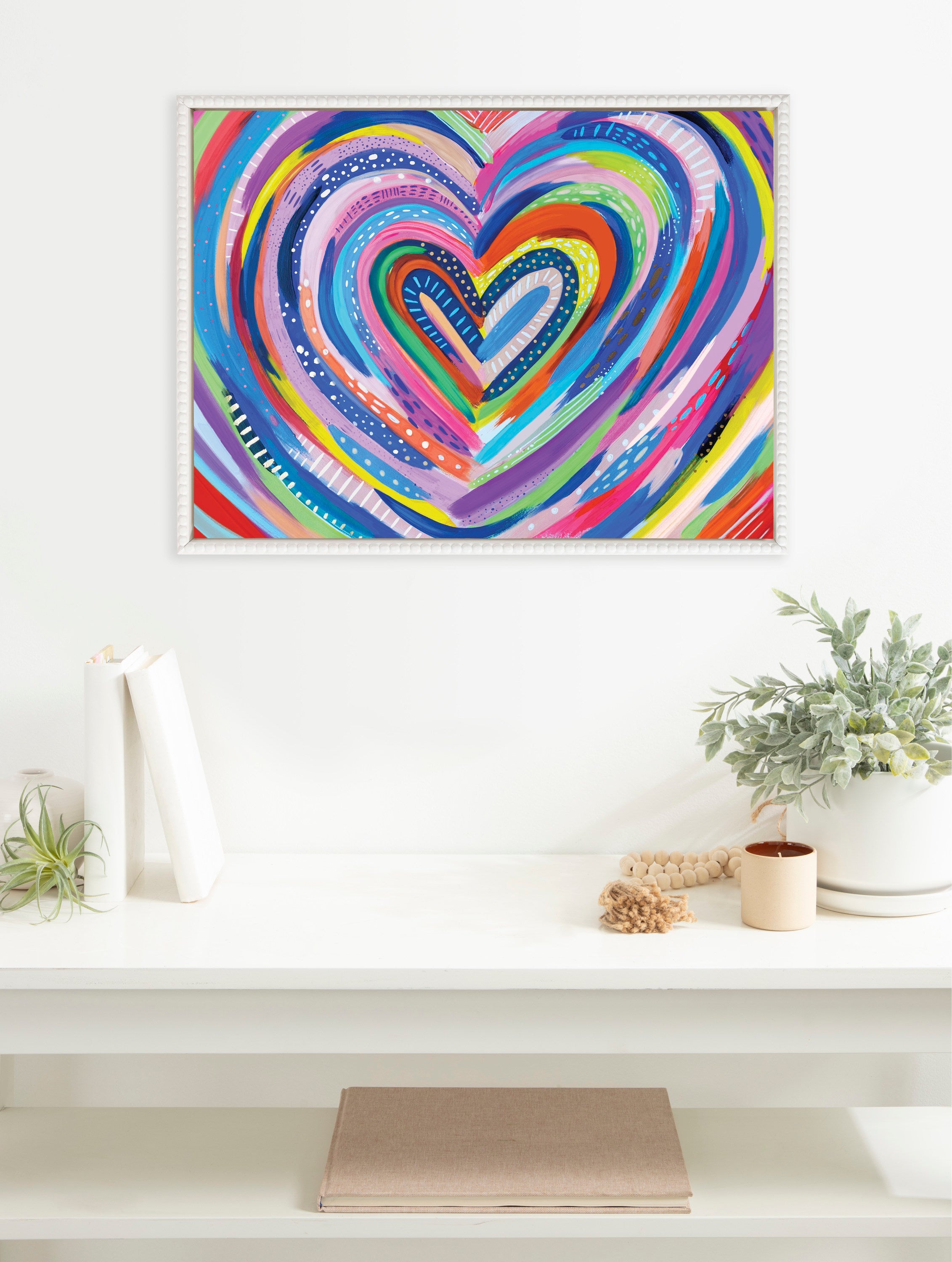 Sylvie Beaded EV Heart Burst 1 Framed Canvas by EttaVee