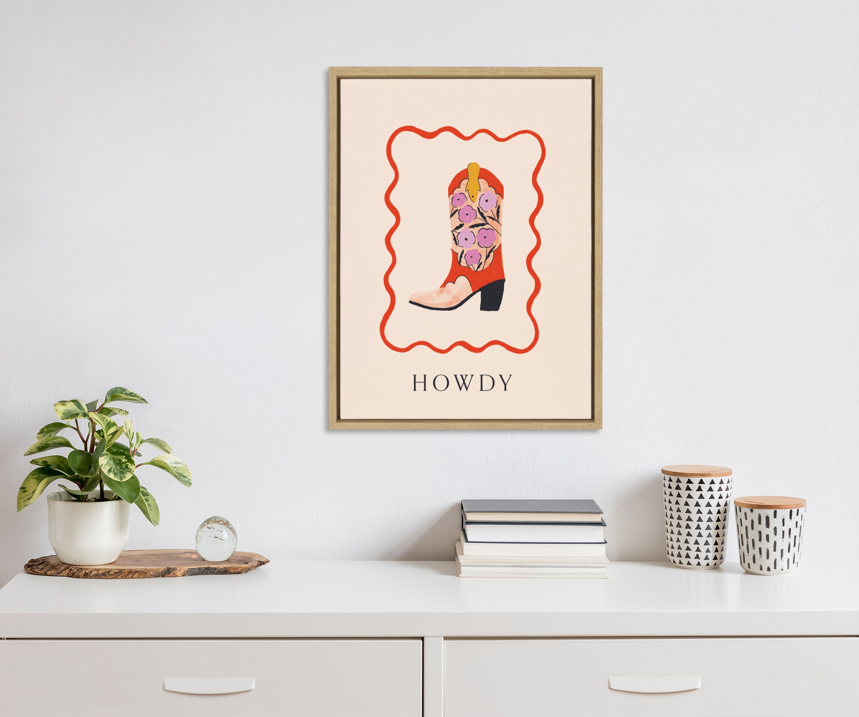 Sylvie Howdy Framed Canvas by Duchess Plum