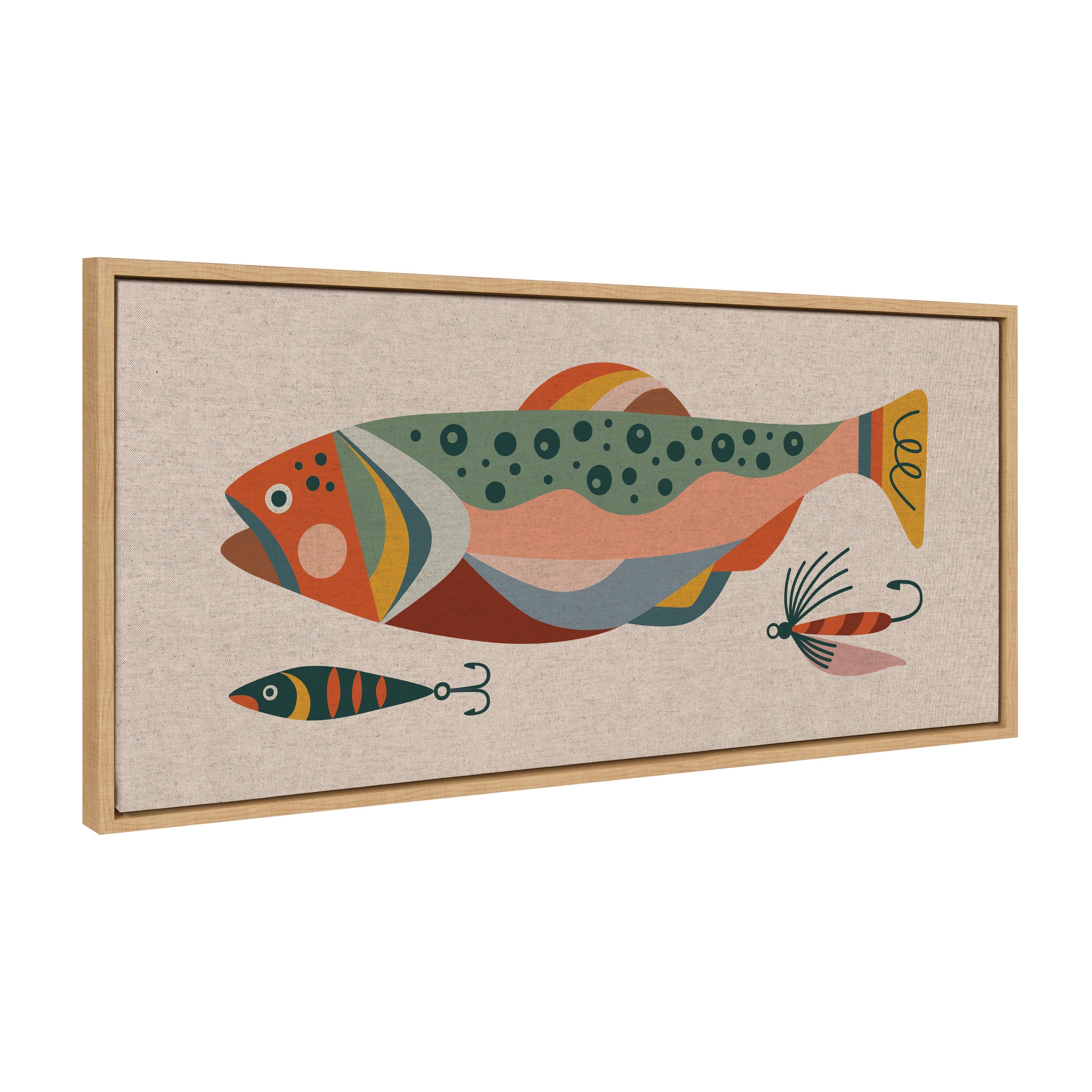 Sylvie Gone Fishing Neutral Linen Texture Framed Canvas by Rachel Lee