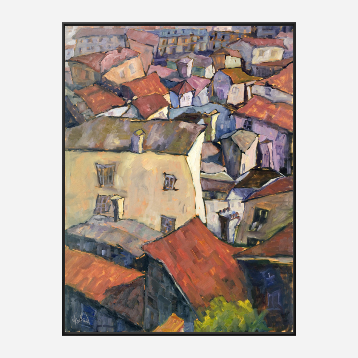 Portuguese Rooftops Artist Enhanced Canvas Print by John Beard Collection - product image 2 for Resin Society