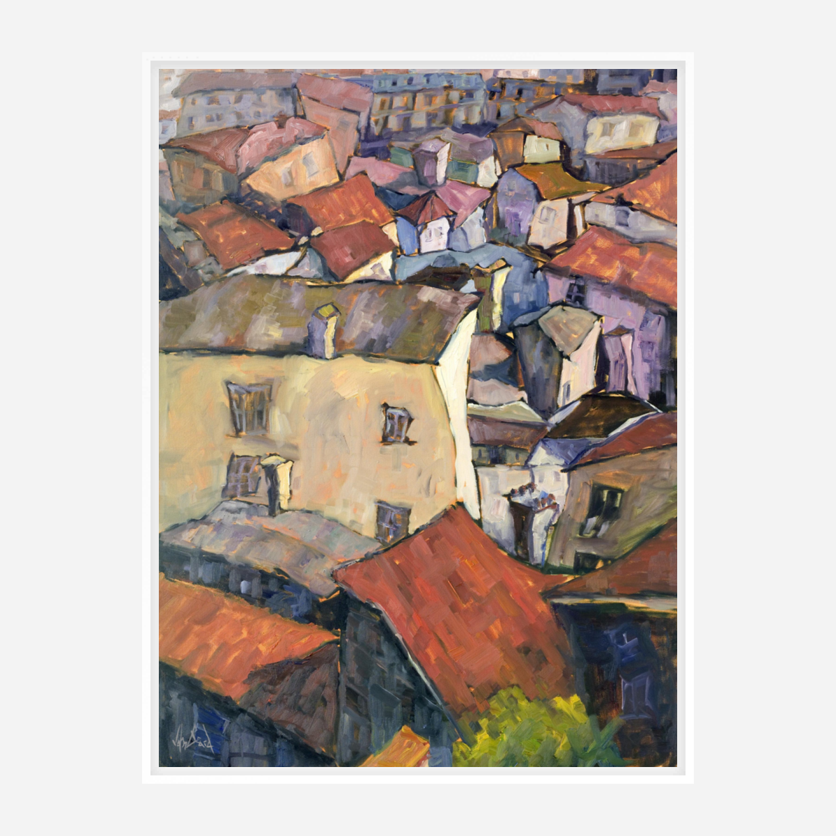 Portuguese Rooftops Artist Enhanced Canvas Print by John Beard Collection - product image 3 for Resin Society