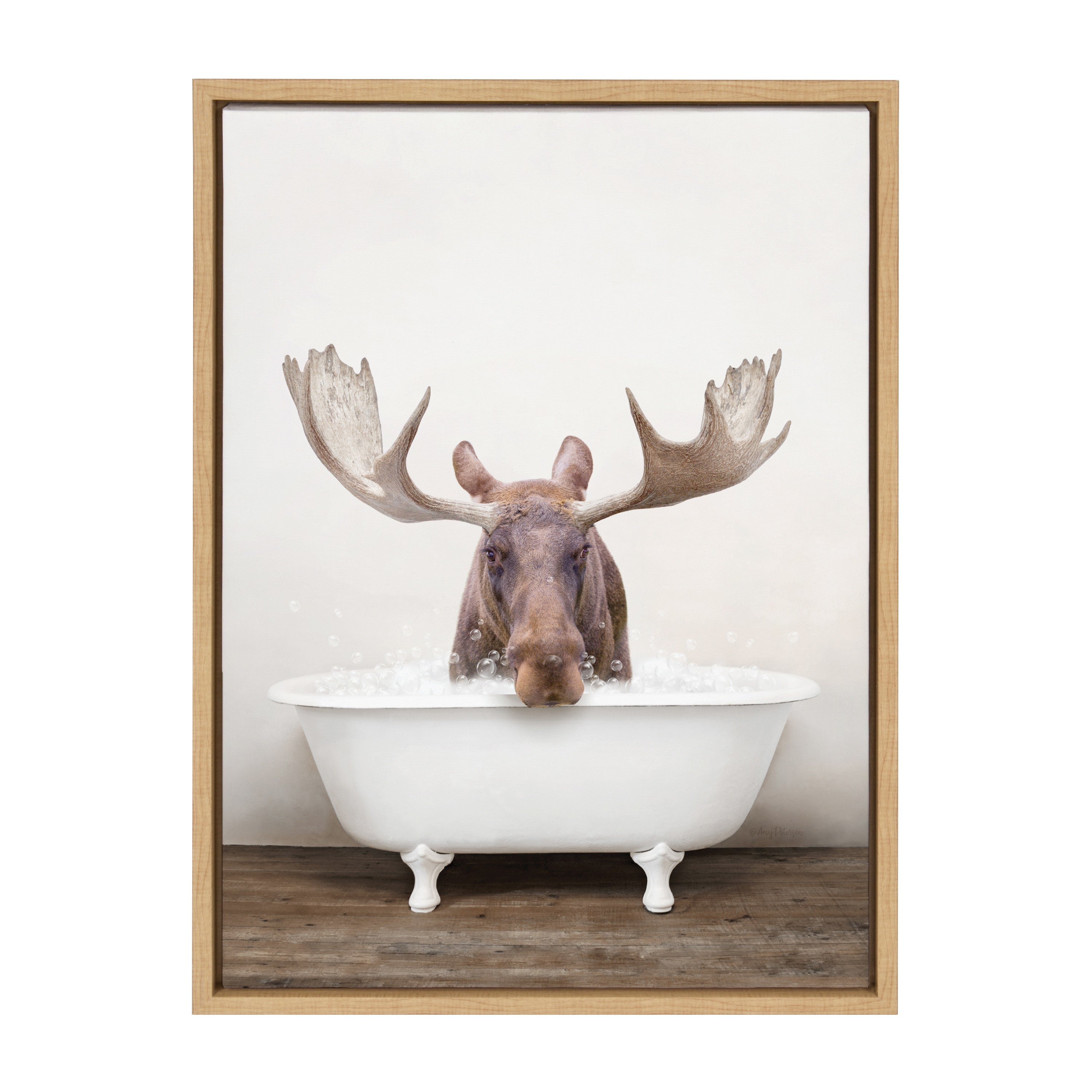 Sylvie Moose Rustic Bubble Bath Framed Canvas by kateandlaurel - product image 14 for Resin Society