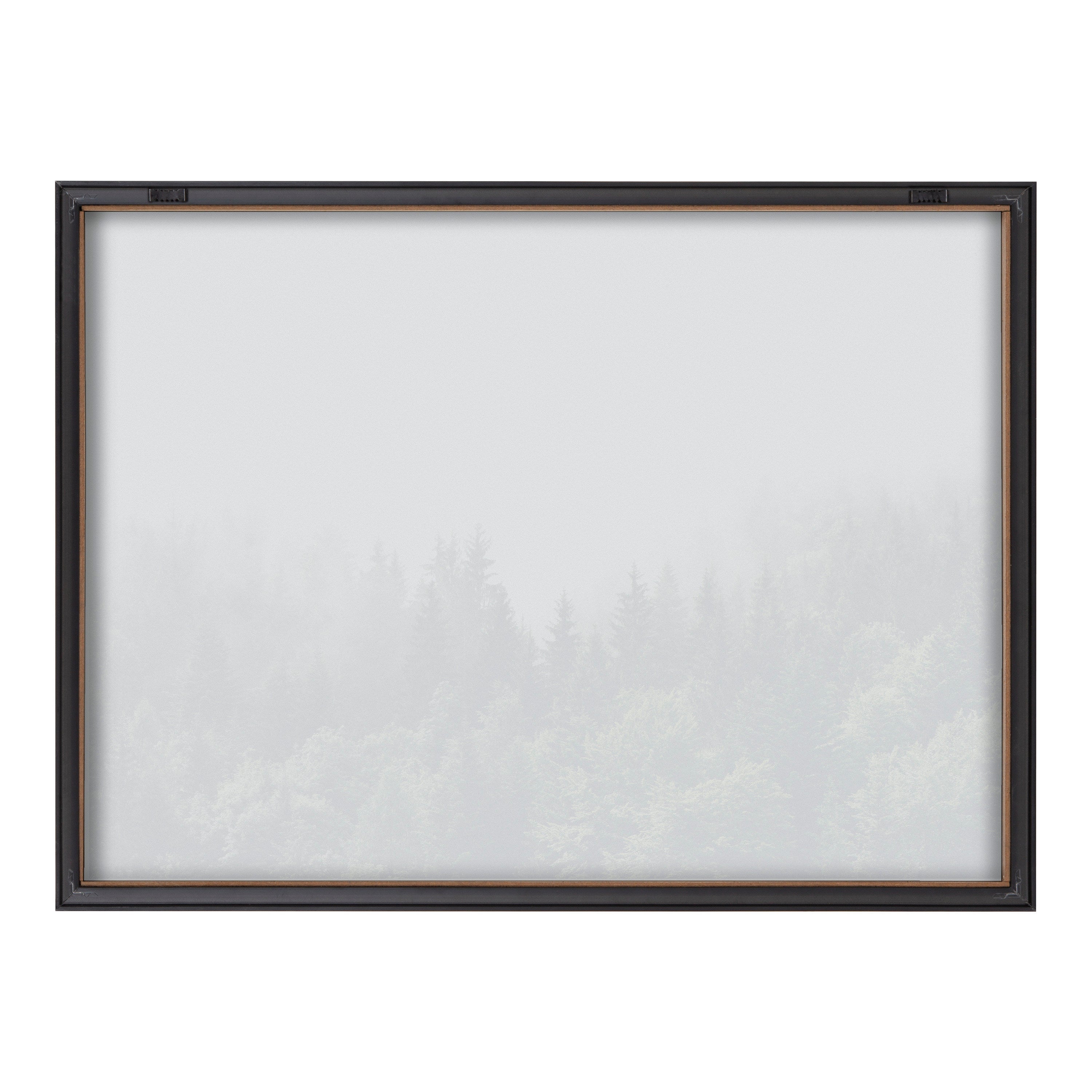Blake Lush Green Forest on a Foggy Day Framed Printed Glass
