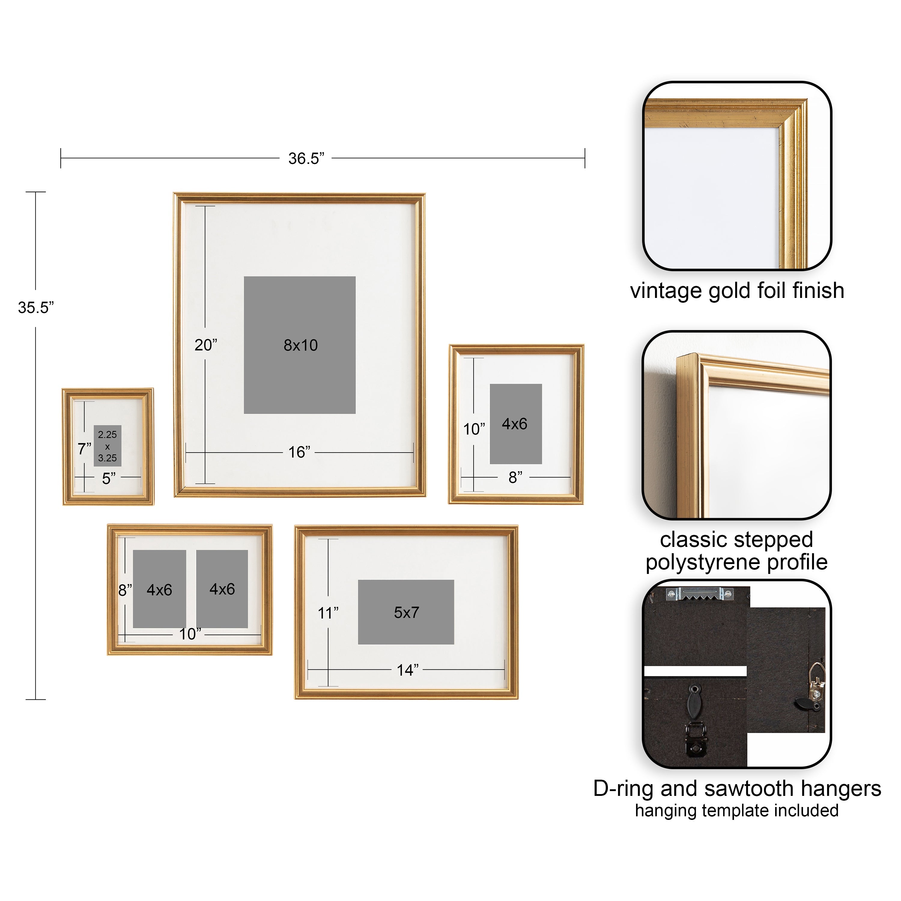 Adlynn 5 Piece Wall Picture Frame Set