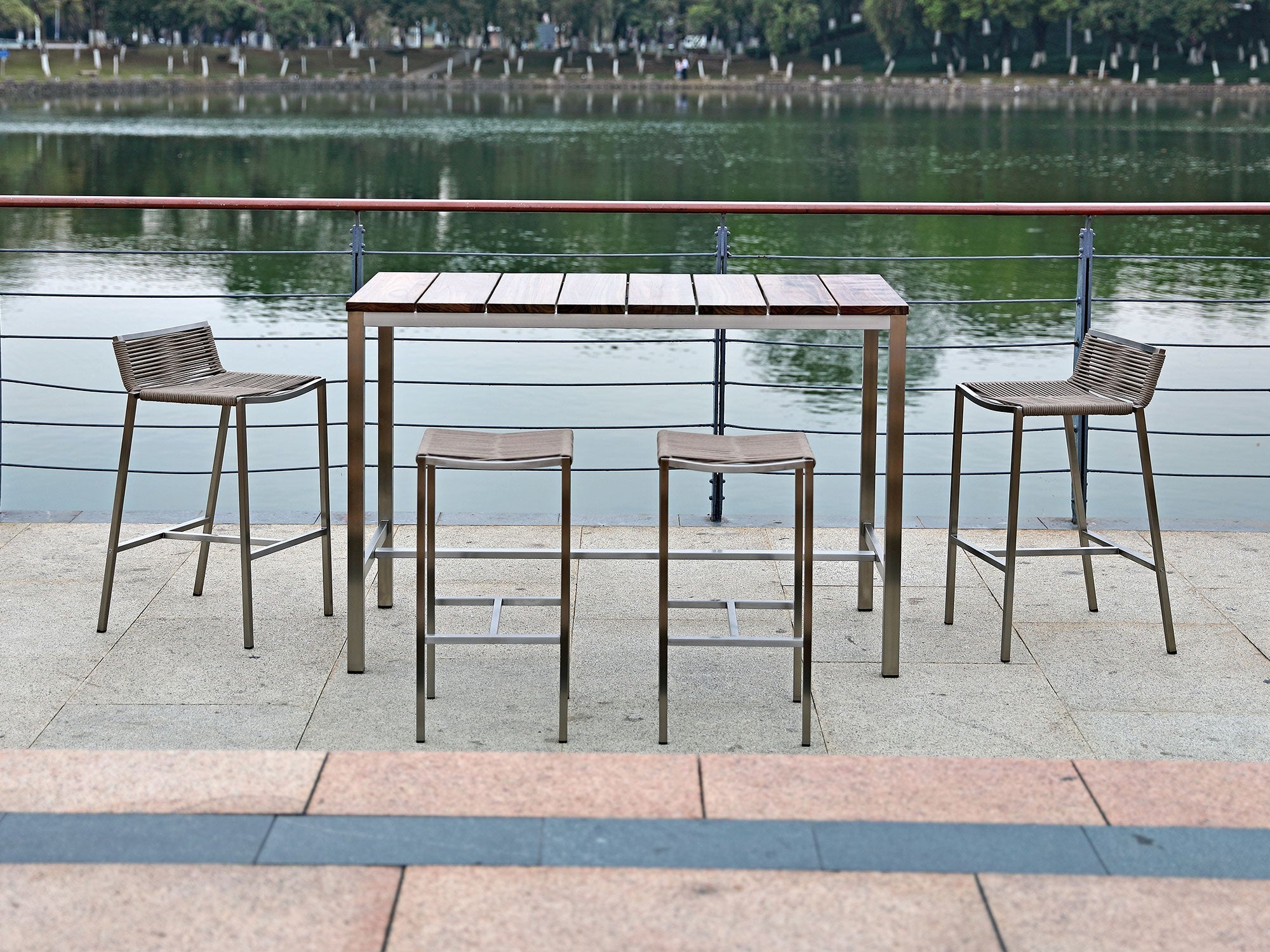Stone Outdoor Bar Table detail image - Resin Society